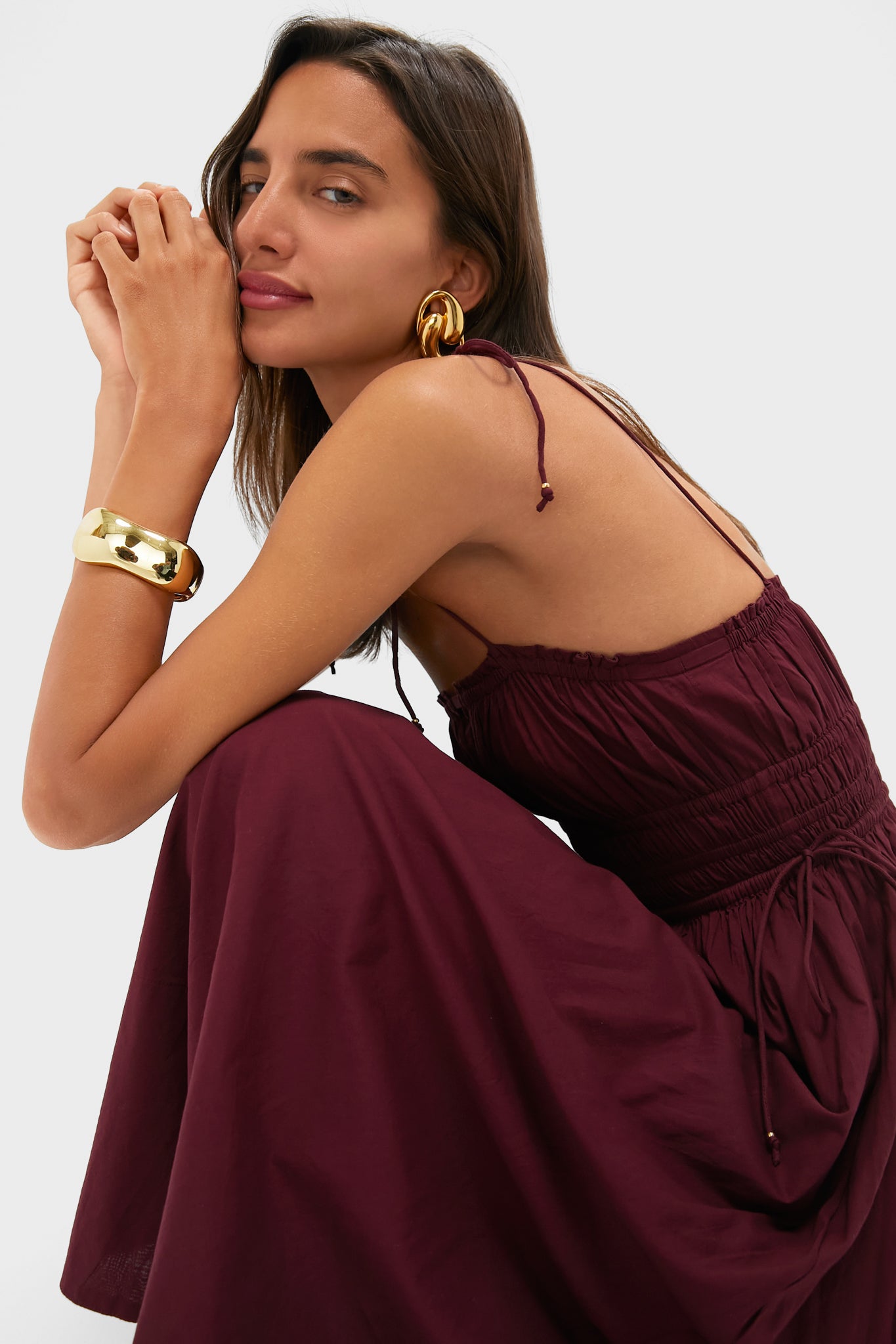 Eldora Midi Dress - Flowy Bordeaux Red Summer Dress for Women | Casual & Party Wear | Perfect for Beach, Wedding & Date Night