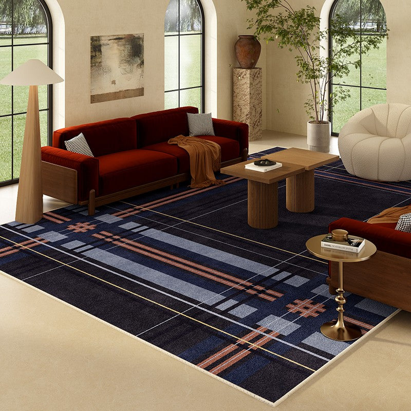 Abstract Blue Contemporary Modern Area Rug - Geometric Design for Living Room, Dining Room & Bedroom - Soft Non-Slip Large Floor Mat for Home Decor & Interior Design