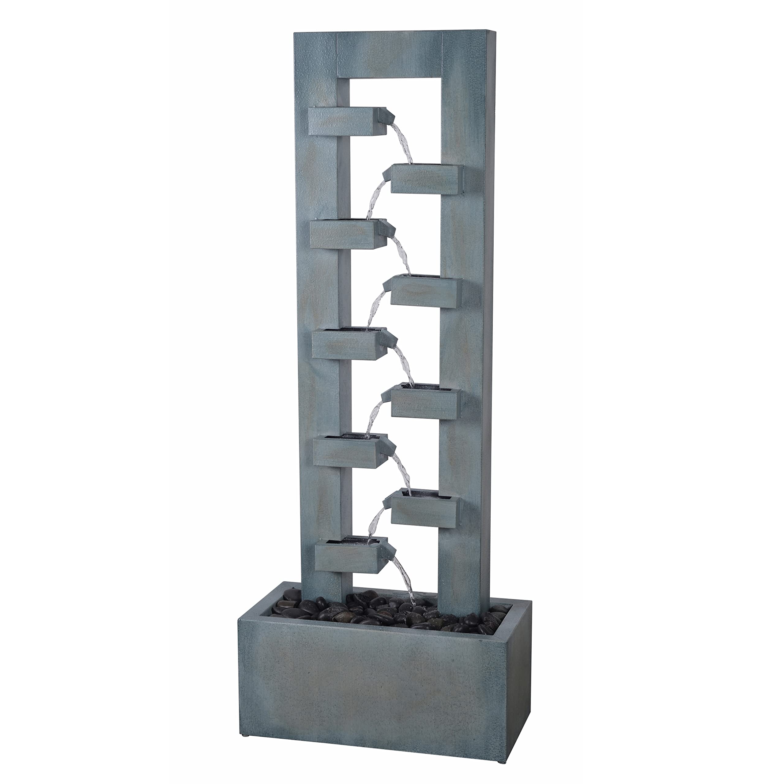 Kenroy Home 50087 Stanton Outdoor Water Fountain - Medium Size, Dusty Blue Finish - Perfect for Garden, Patio, or Backyard Decor