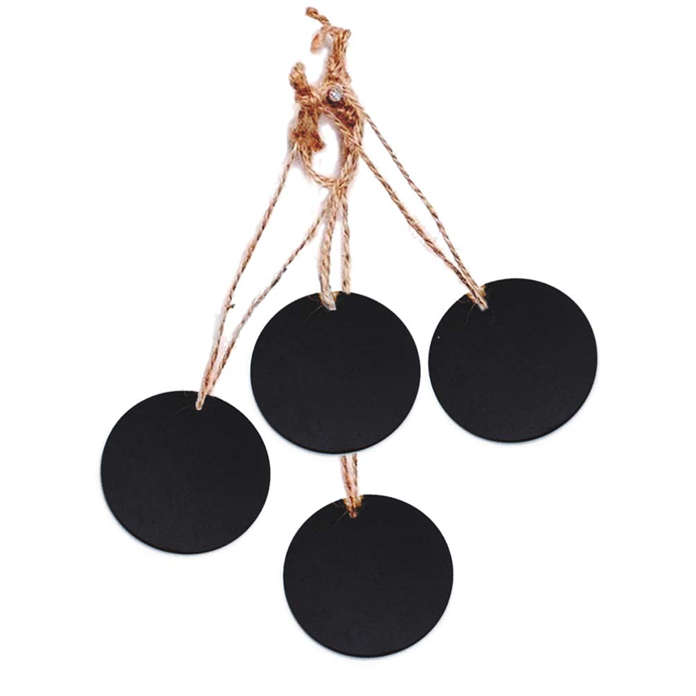EXCEART 10Pcs Two-Sided Round Mini Hanging Chalkboard Signs - Message Board with Rope for Christmas, Wedding, Party Decor - Perfect for Home, Cafe, Classroom & Event Decorations