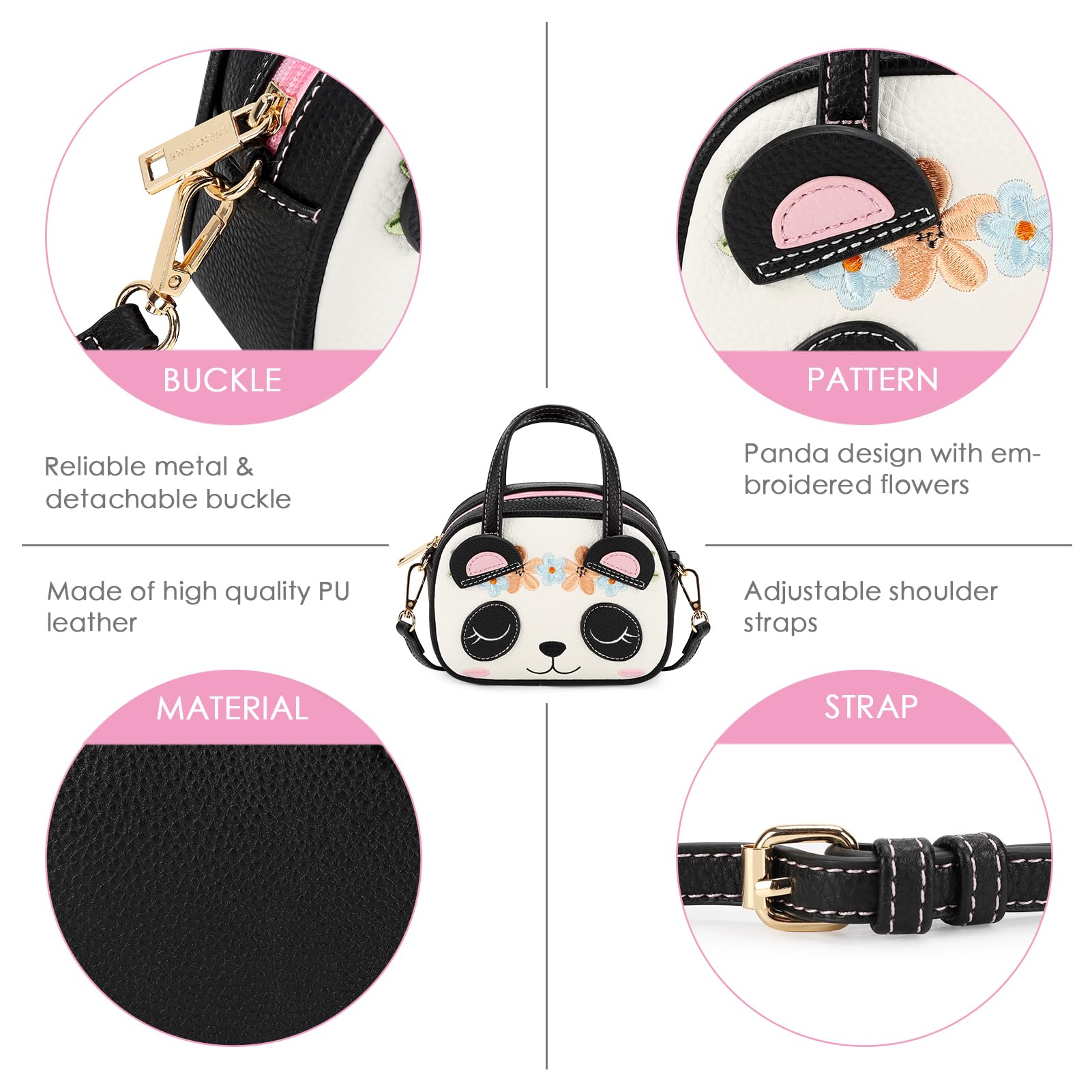 Mibasies Panda Purse for Little Girls - Cute Toddler Handbag for Kids Age 3-8 | Perfect for Dress-Up, Birthday Gifts & Pretend Play