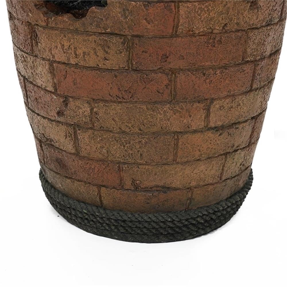 Bowery Hill Modern Brown Resin Water Pump Fountain - Outdoor Garden Decor, Patio & Backyard Water Feature for Relaxation