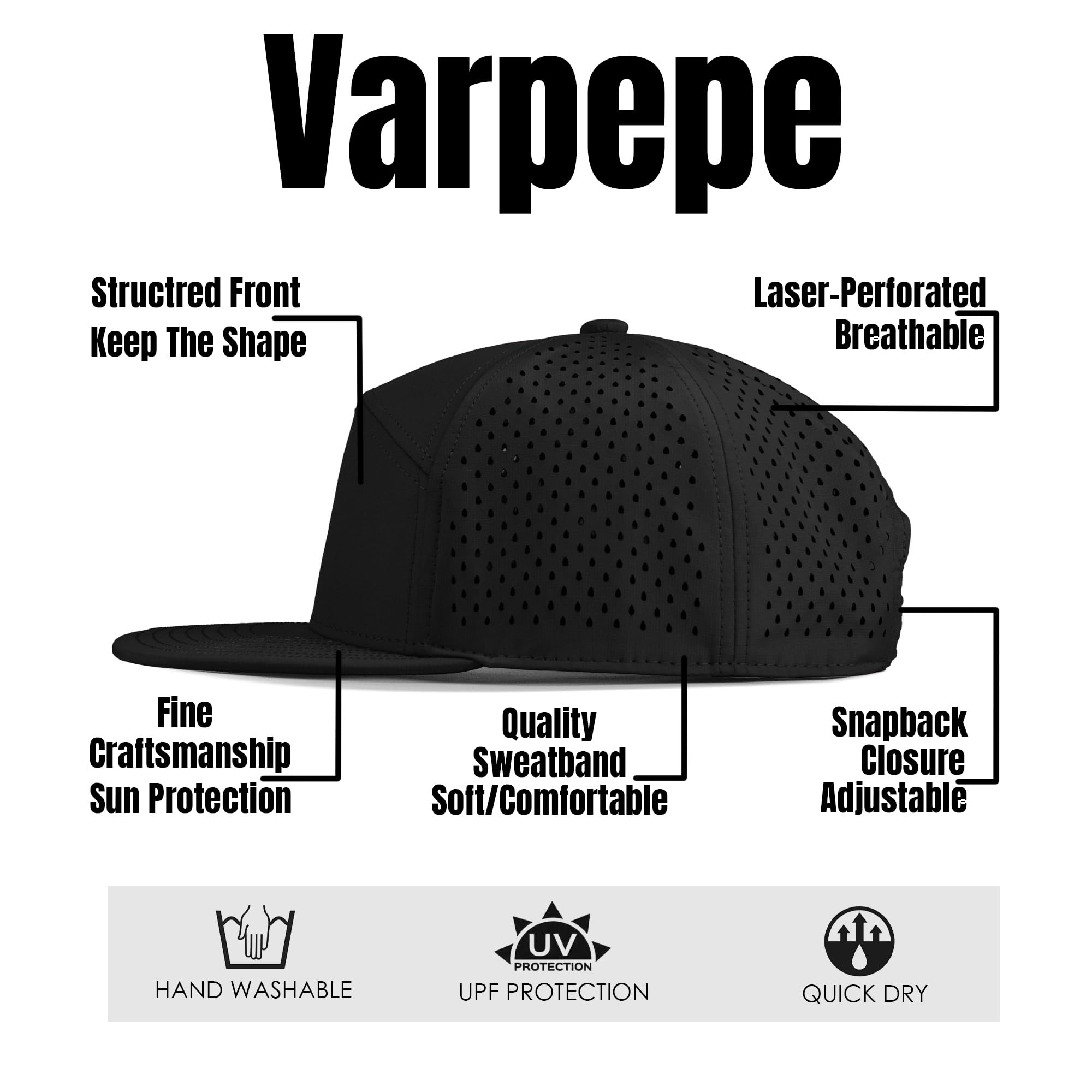 Performance Snapback Hats for Men & Women - Adjustable Flat Bill Baseball Cap for Golf, Running, Workout - Stylish & Breathable Sport Hat for Outdoor Activities, Fitness & Casual Wear