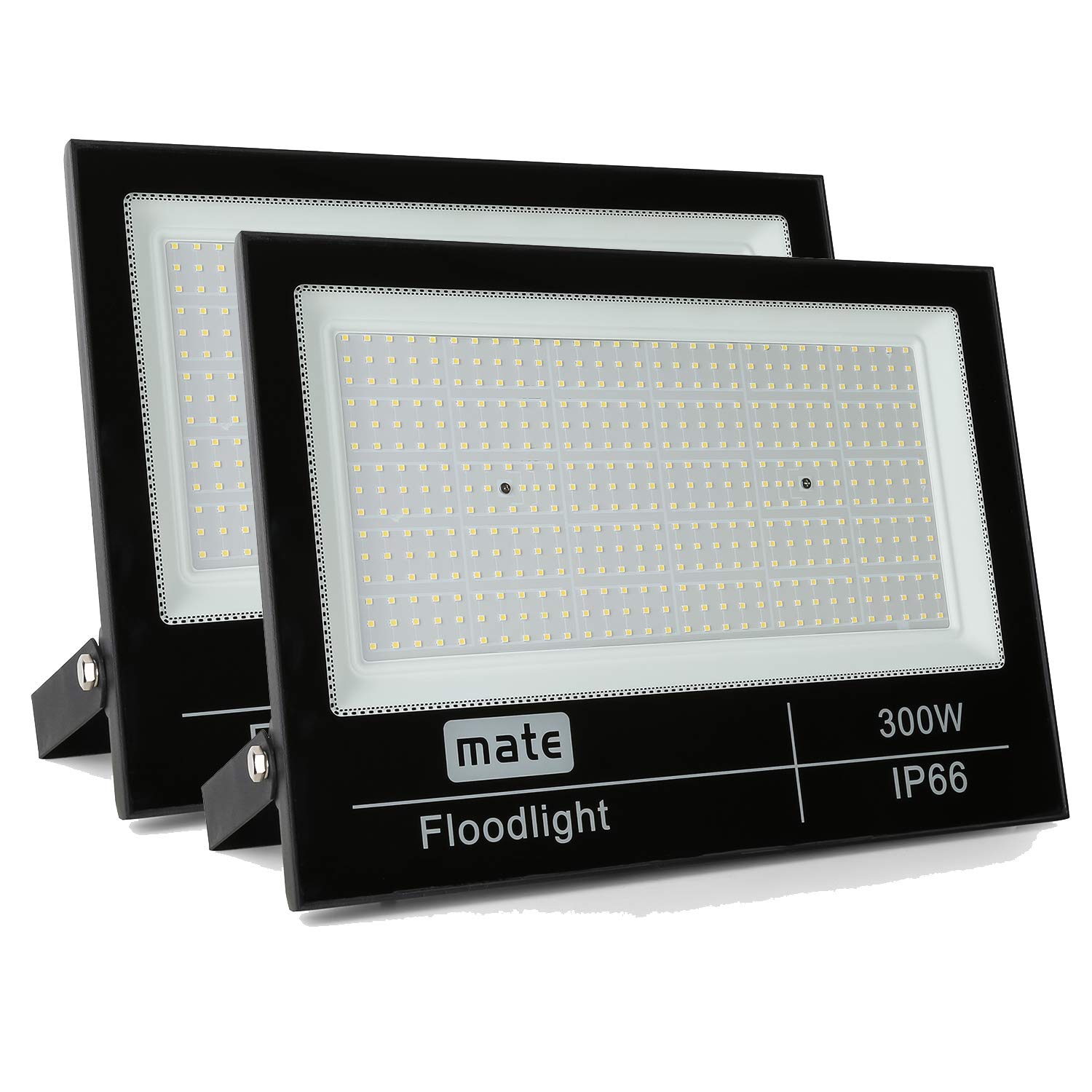 2 Pack 300W LED Flood Lights - 39,000 Lumens Ultra Bright with 450pcs Epistar Chips - 6000K Daylight White - Waterproof Outdoor Lighting for Garage, Garden, Warehouse, and Backyard Security
