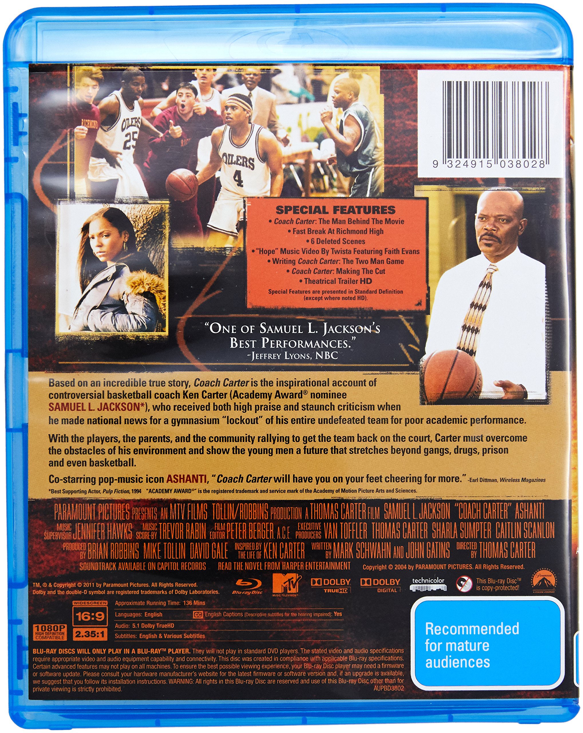 Coach Carter DVD | Region Free Blu-ray & DVD Player Compatible | Perfect for Movie Nights & Travel Entertainment