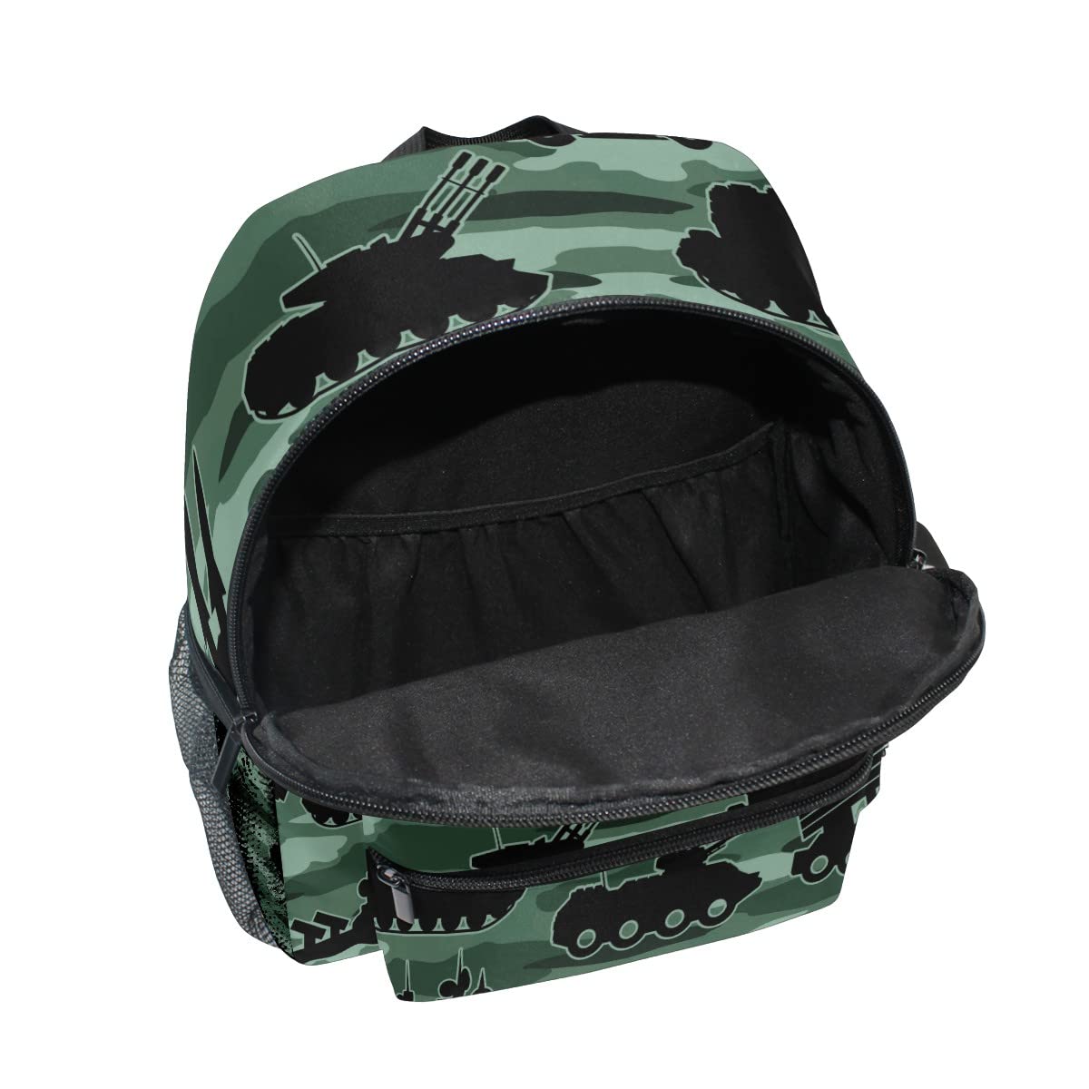 Custom Personalized Kids Name Backpack - Green Camo Tank Plane Toddler Daycare Travel Backpack for Boys & Girls | Durable Preschool Bookbag for School, Travel & Outdoor Adventures