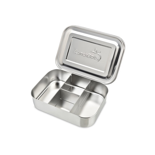 LunchBots Small Stainless Steel 4 Compartment Protein Packer - Bento Box for Meal Prep, Kids Lunch, Portion Control & Healthy Eating - Perfect for School, Work & Travel