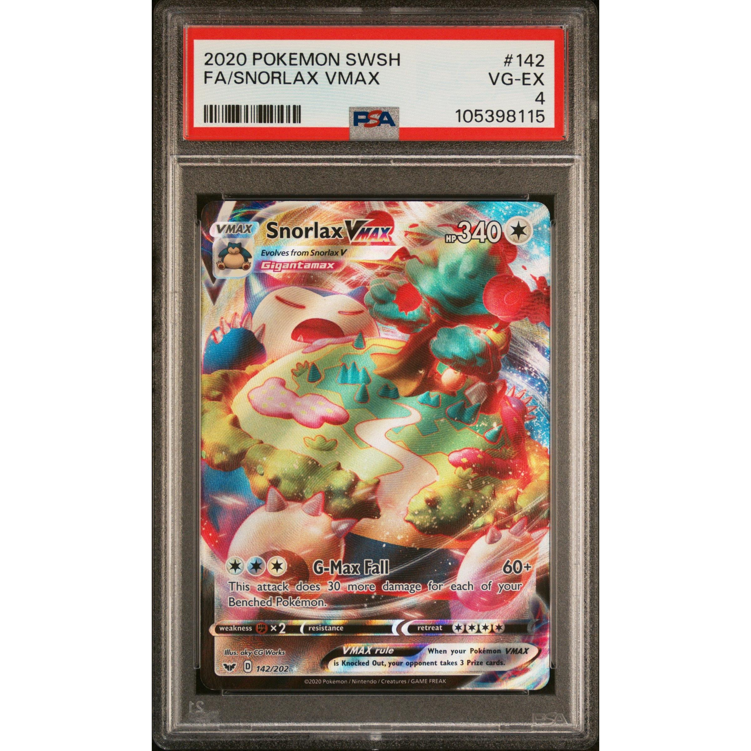 2020 Pokemon Sword & Shield Snorlax VMAX 142/202 PSA 4 Graded Card - Collectible Trading Card for Pokemon Fans & TCG Players - Perfect for Gaming, Collecting, and Investment