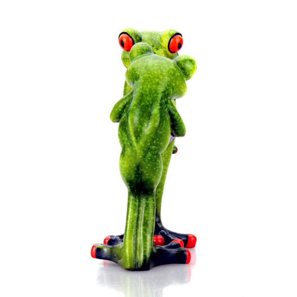 DAMEING 3D Green Frog Garden Statue - Funny & Cute Frog Decor for Home, Desk, Bathroom, Outdoor, Yard & Lawn - Perfect for Garden Accents, Patio Decorations & Outdoor Landscape Design