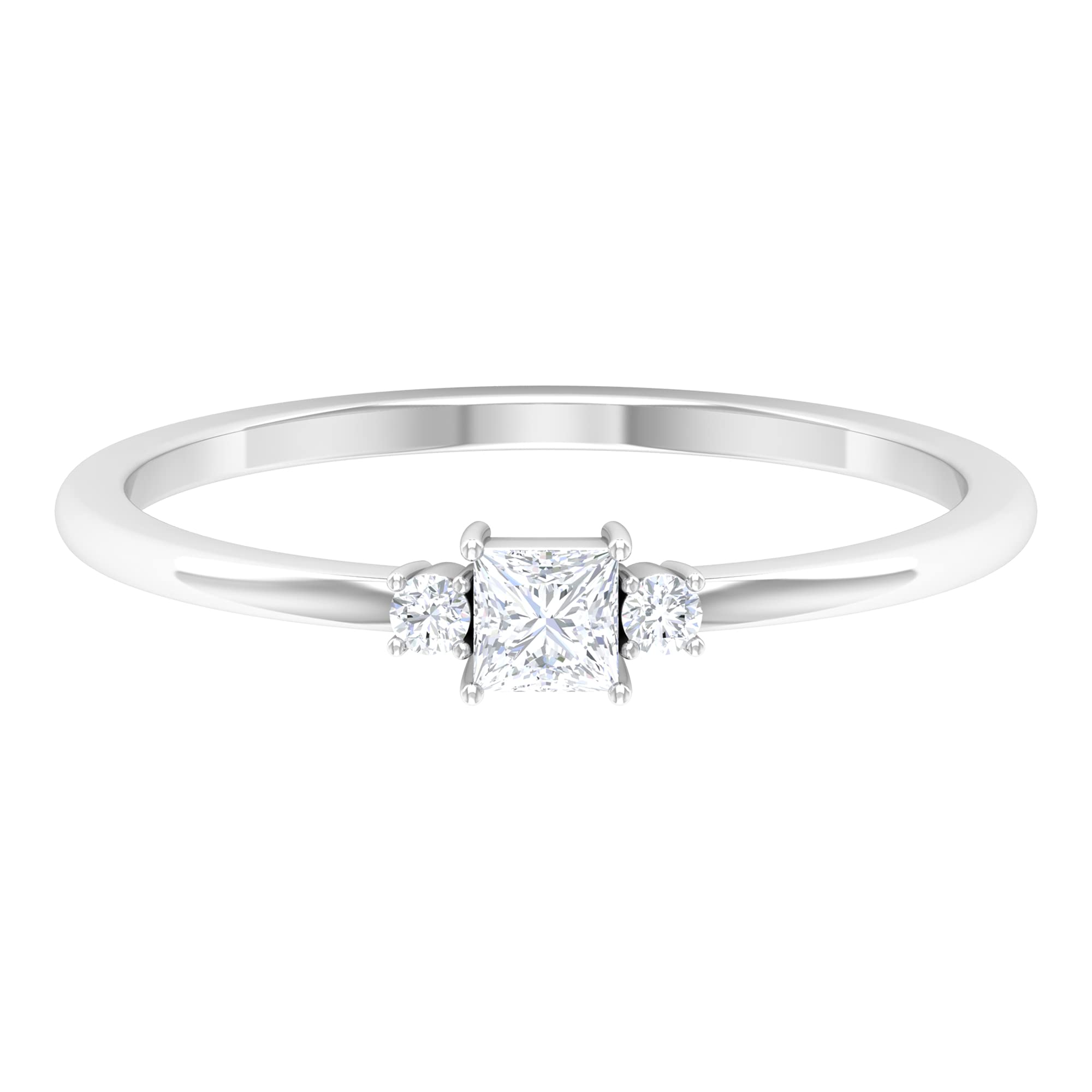 1/4 CT Princess Cut Three Stone Diamond Ring - 14K Solid Gold Dainty Women's Ring - Elegant Jewelry for Engagement, Anniversary & Special Occasions