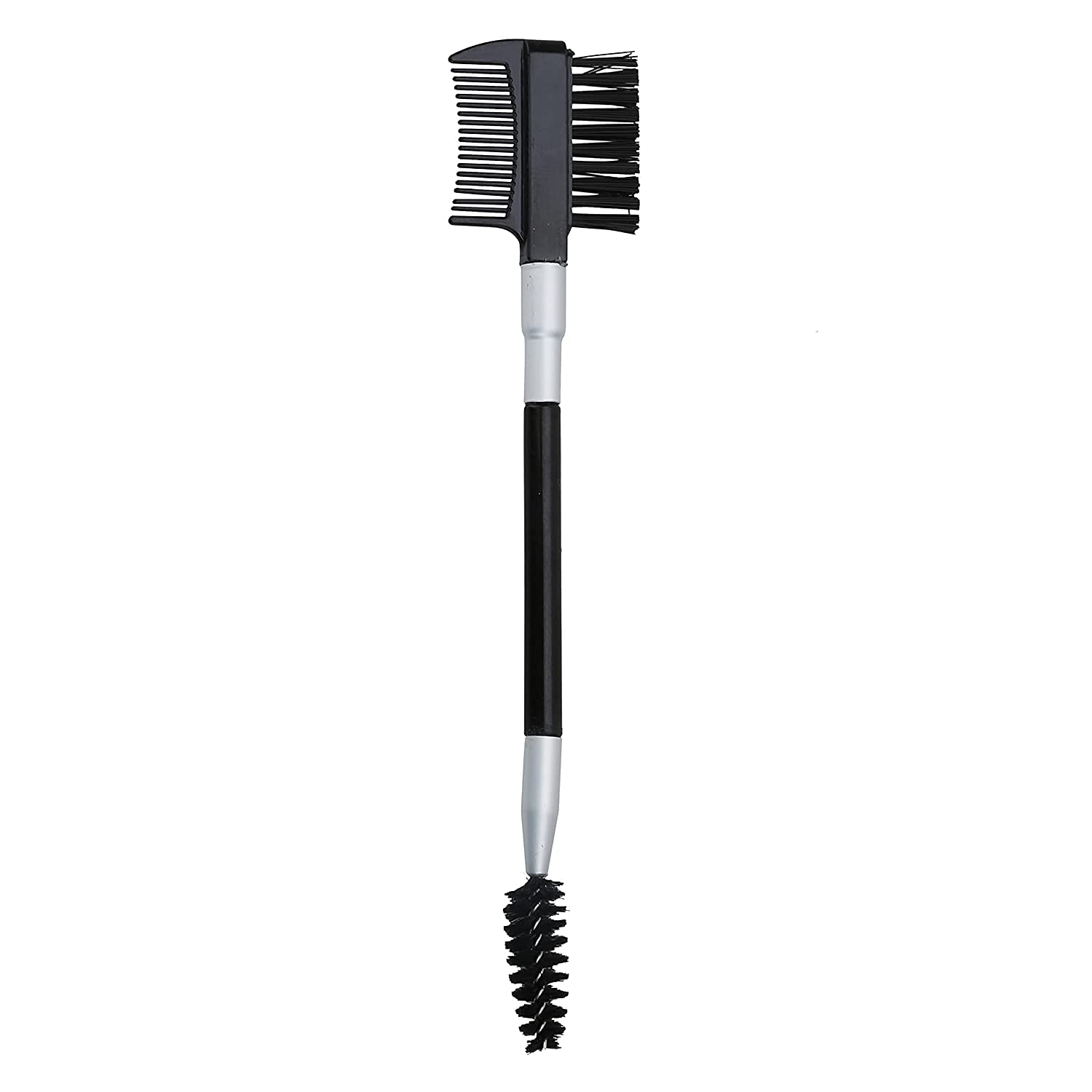 Double-Ended Eyelash Comb & Separator - Metal Mascara Lift & Curl Tool for Perfect Eyelash Makeup (Black/Silver) - Ideal for Professional Salon Use & Home Beauty Routine