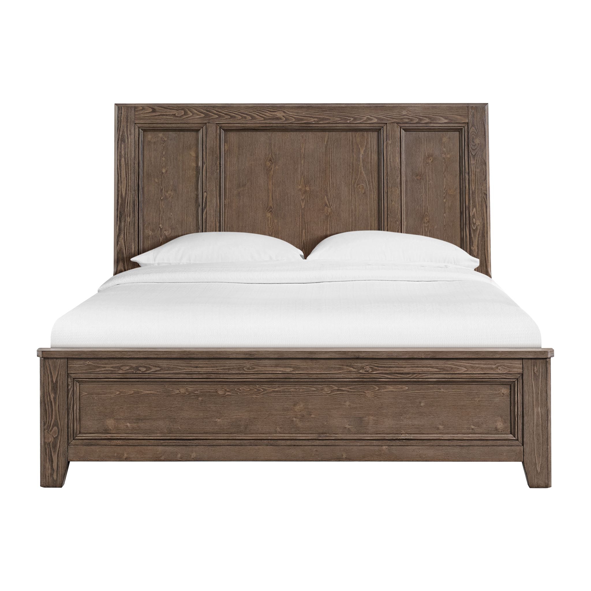 Carlson 3-Piece Queen Size Panel Bed Frame Set in Weathered Chestnut Finish - Perfect for Master Bedroom, Guest Room & Modern Farmhouse Decor