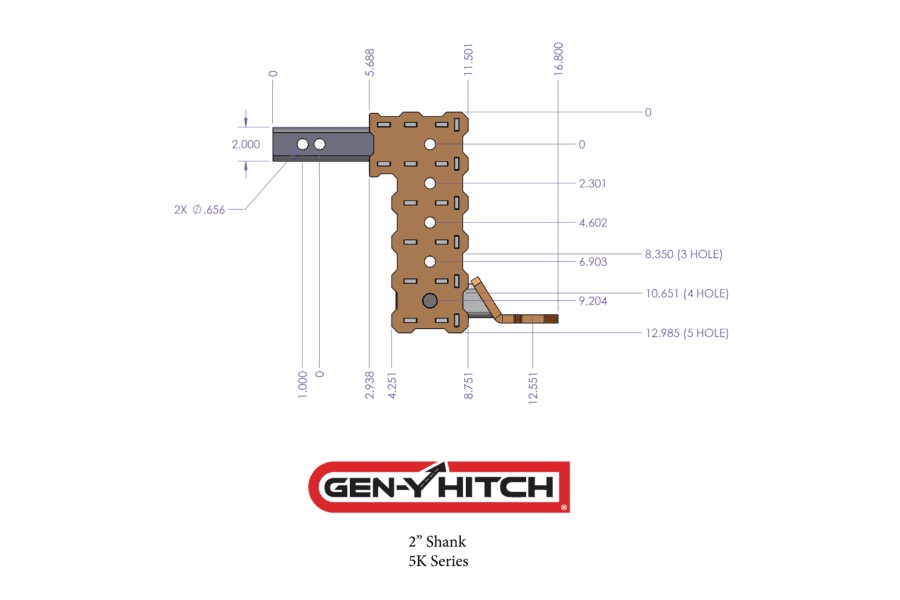 GEN Y Hitch Phantom Standard Drop Hitch with Standard Ball Mount - 2 Inch Shank, 9.5 Inch Drop - Perfect for Towing Trailers, Boats & Campers (SUV/Truck Accessory)