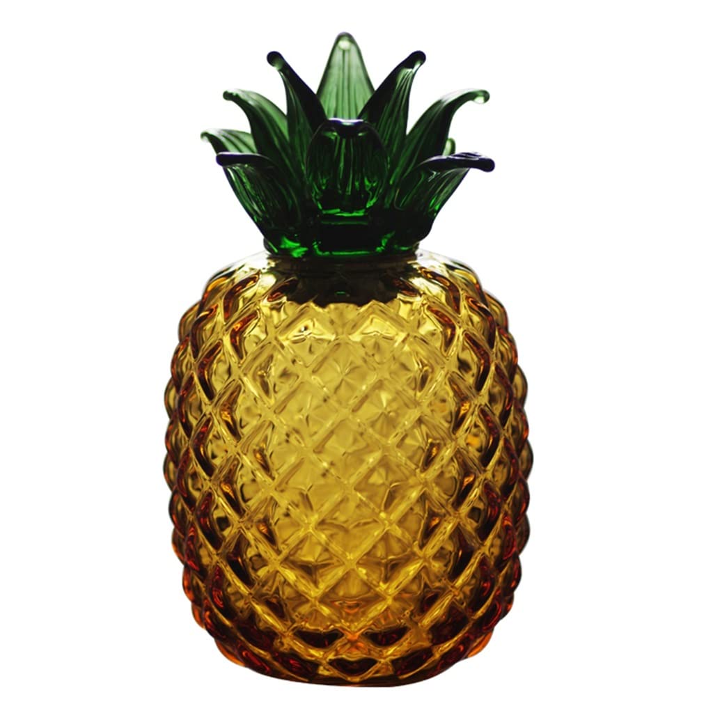 Premium Pineapple-Shaped Candy Jar - Airtight, Heat-Resistant Borosilicate Glass Container with Lid - Kitchen & Pantry Storage for Sweets, Cookies, Tea (Yellow, 12x12x22cm) - Perfect for Home, Office, Party & Gift Giving