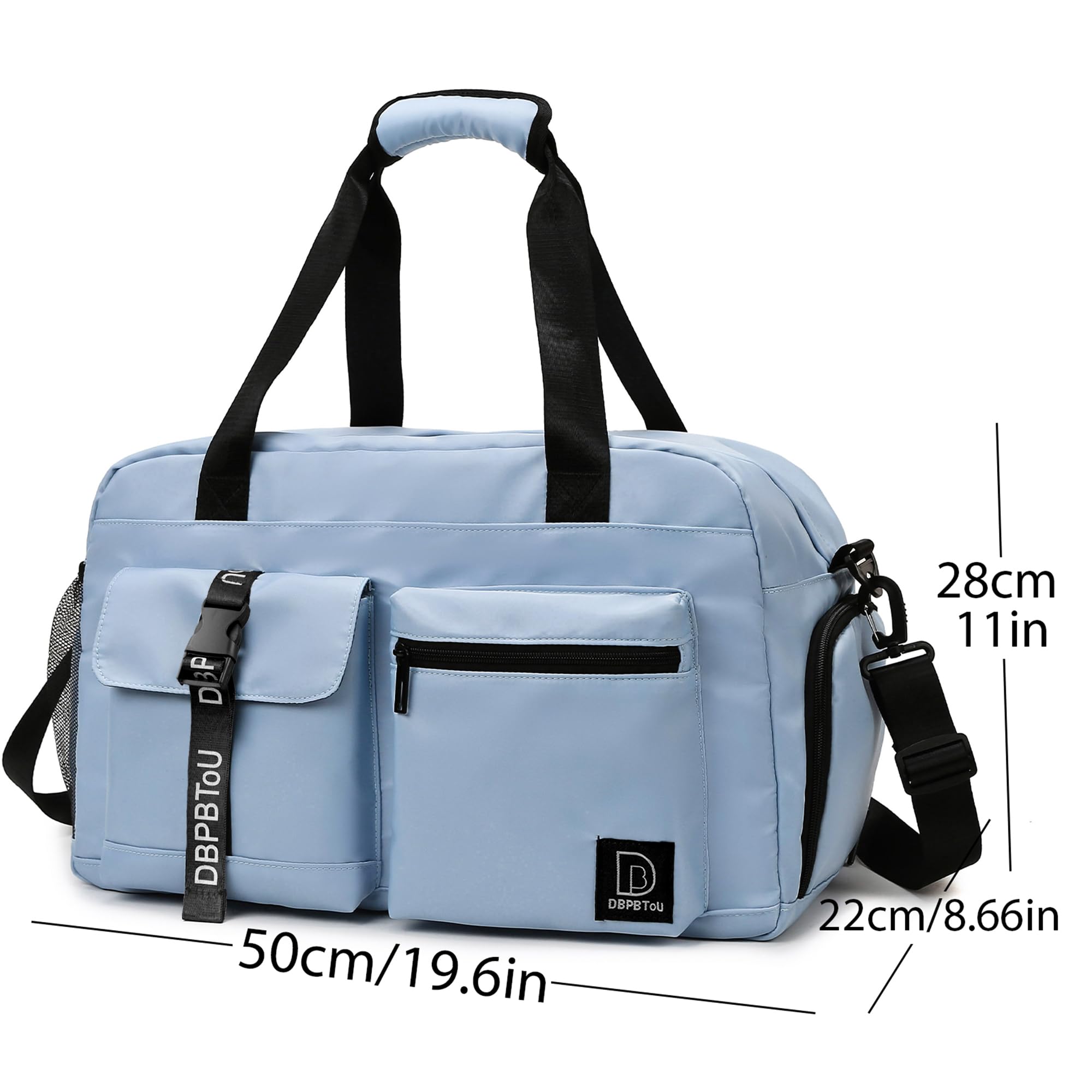Best Duffle Bag for Women & Men - Waterproof Gym Bag for Travel, Carry On Luggage with Shoe Compartment - Perfect for Fitness, Workout, Dance & Weekend Getaways (Blue)