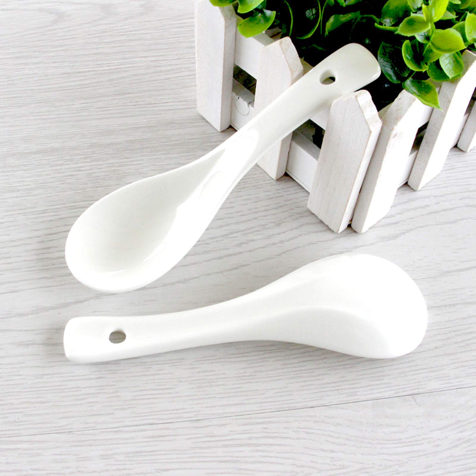 Yopay 24-Pack Ceramic Asian Soup Spoons - 5 Inch White Porcelain Ramen Spoons for Adults & Kids - Perfect for Dessert, Appetizers, Wonton, Dumpling, Miso Pho & Macaron - Dishwasher & Oven Safe - Ideal for Asian Cuisine, Family Dinners & Restaurant Use