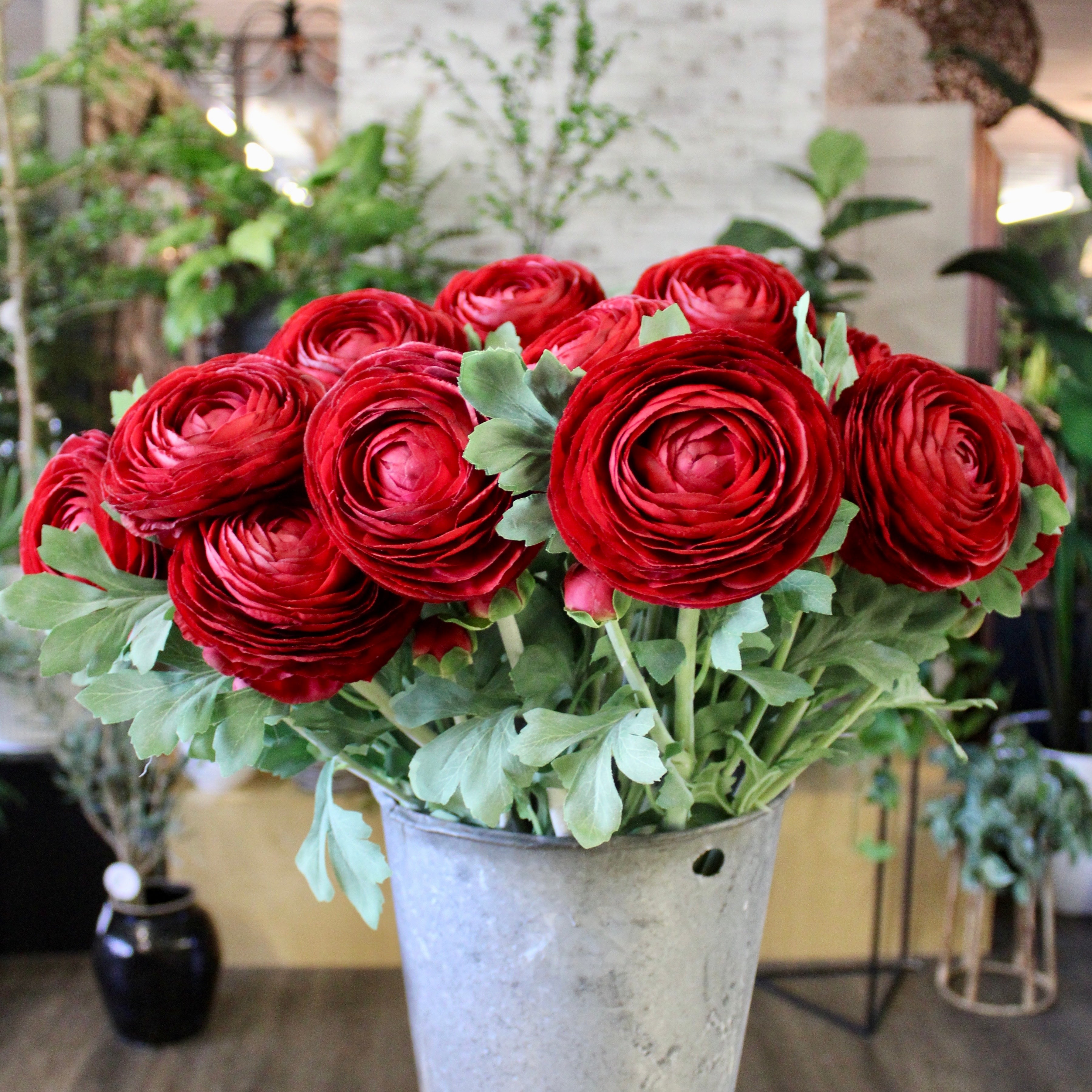 Premium Deep Red Ranunculus Artificial Flowers - 12 Pack Realistic Silk Ranunculus Stems for Wedding Bouquets, Home Decor, and Floral Arrangements