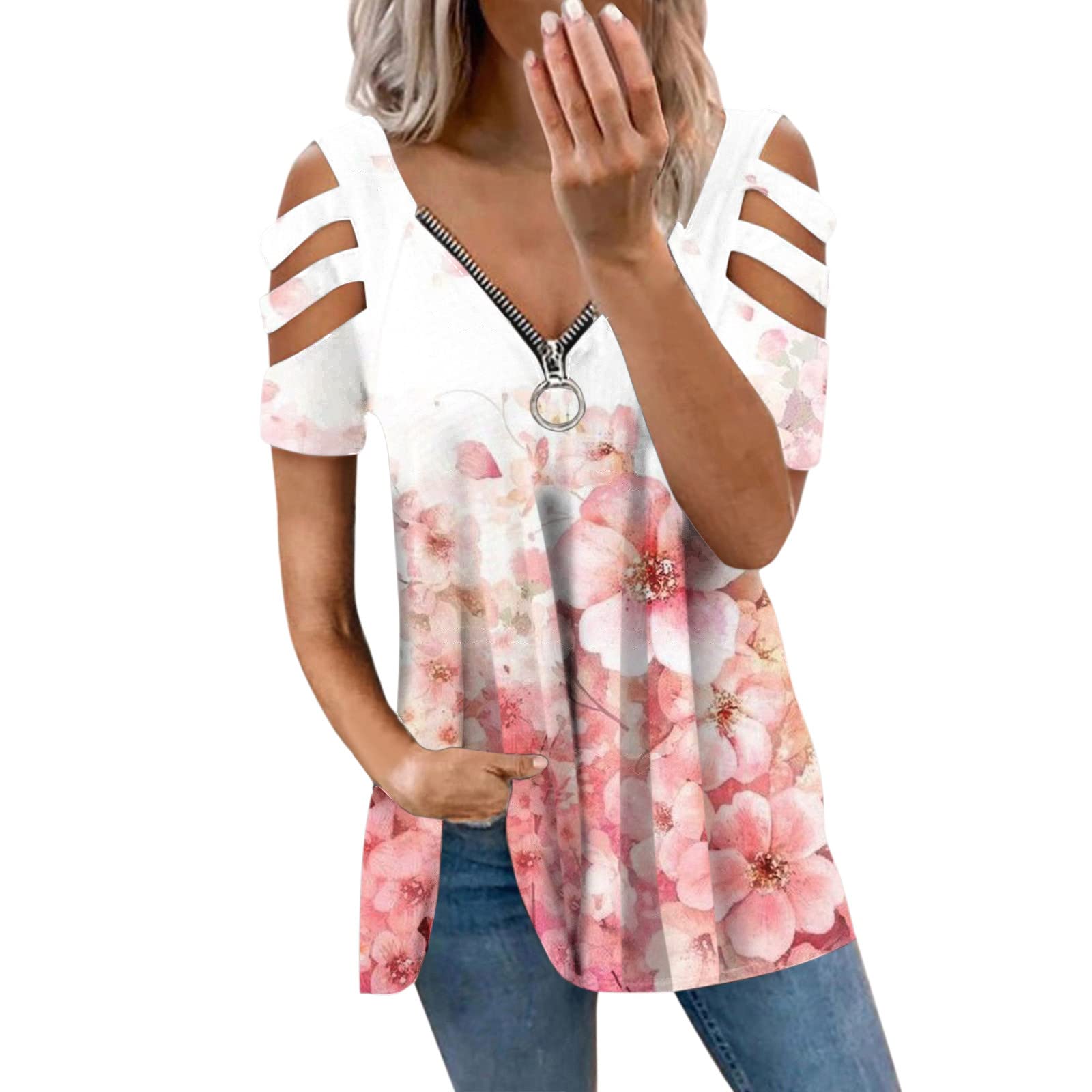 Women's Floral Print Workout Tank Top - Casual Fit Crewneck Tunic Blouse for Summer & Fall | Gym, Yoga, Running & Everyday Wear