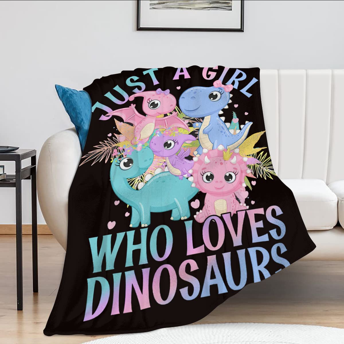 Dinosaur Lovers Fleece Blanket - Super Soft Plush Flannel Throw Blanket 50x60 Inches for Women, Kids & Adults | Warm Winter Bedding, Cute Dino Decor & Cozy Gift Idea for Girls Who Love Dinosaurs | Perfect for Bed, Sofa, Movie Nights & Camping