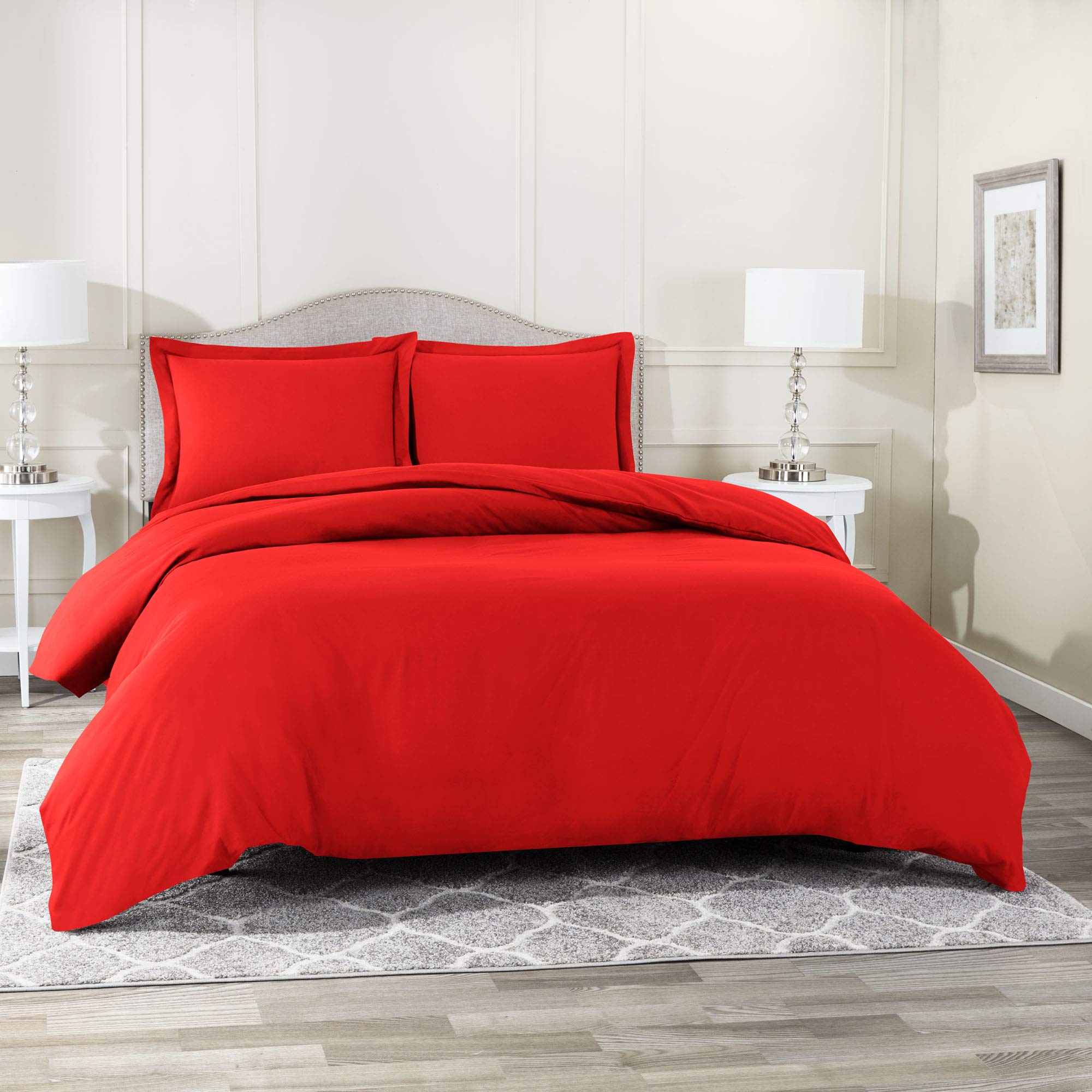 Nestl King Size Bedding Set - 7-Piece Comforter Set with Duvet Cover & Pillow Shams | Soft Microfiber Red Bedding Collection for Master Bedroom | Perfect for Home, Hotel, and Guest Room Decor