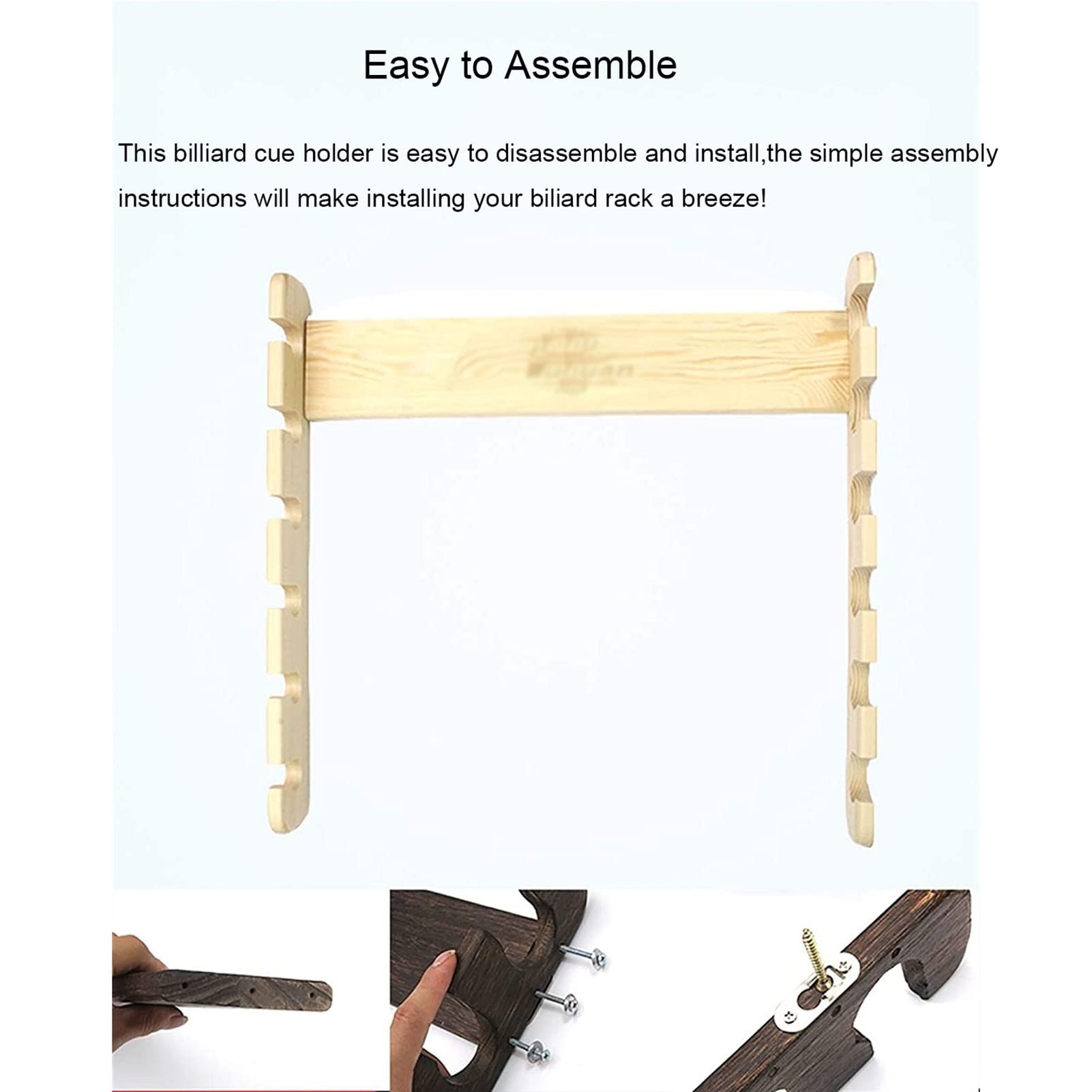 Premium Wall Mount Wood Pool Cue Rack - Holds 6 Billiard Sticks Horizontal Storage | Game Room & Billiard Club Accessory | Perfect for Home Bars, Man Caves & Pool Halls