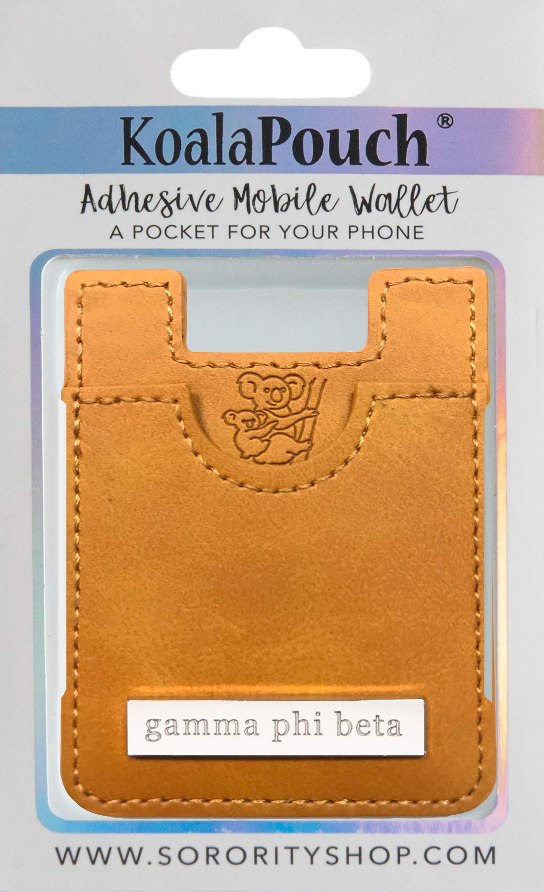 Gamma Phi Beta Sorority Leather Koala Pouch - Adhesive Phone Wallet for Girls - Perfect for Dorm Room, Greek Life & College Essentials