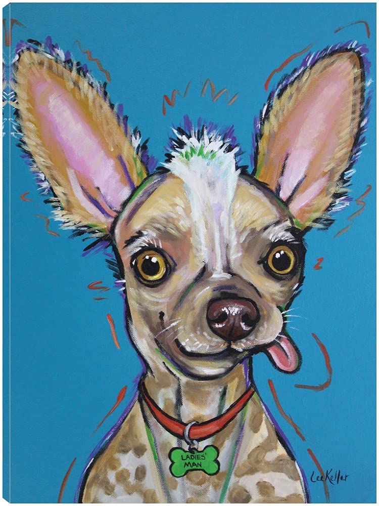 Chinese Crested Spike Dog Fine Art Canvas Wall Decor by Hippie Hound Studios - Ready to Hang 21x28 Inch - Perfect for Living Room, Bedroom, Office & More - Unique Pet Portrait Home Decor for Dog Lovers