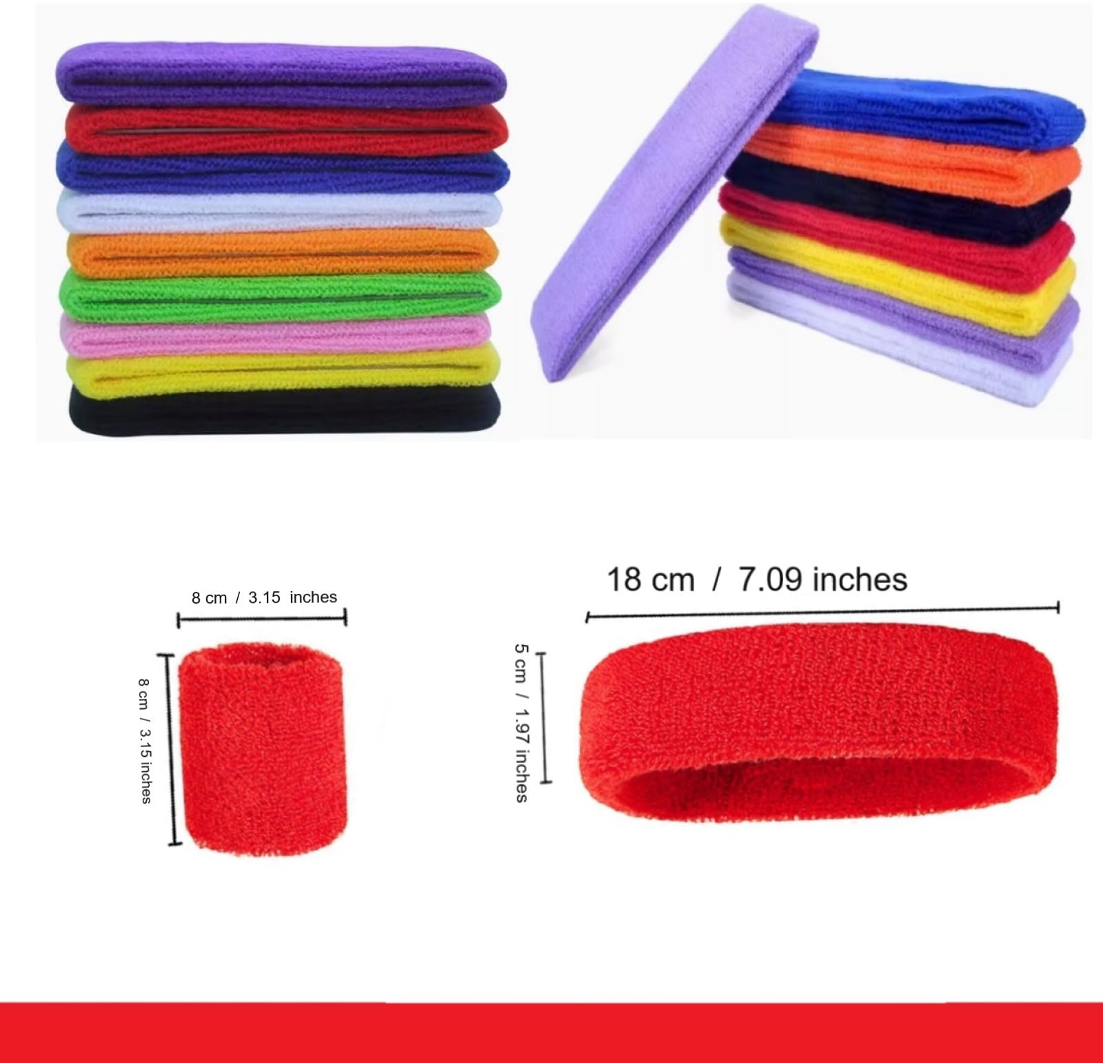 24-Piece Neon Sweatbands Set - 8 Sports Headbands & 16 Cotton Wristbands - 80s Style Gym Accessories for Tennis, Basketball, Running & Workout - Perfect for Fitness Enthusiasts & Retro Sports Lovers