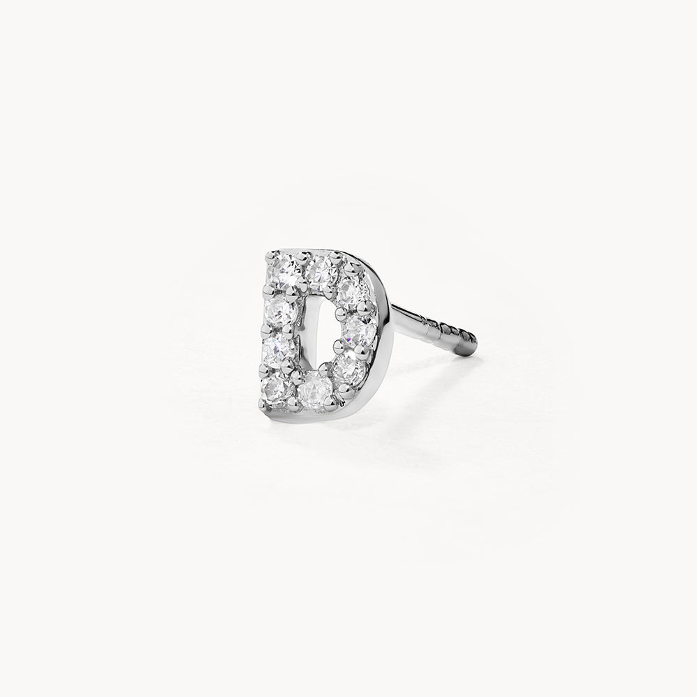 Diamond Letter D Silver Stud Earrings for Women - Perfect for Gifts, Birthdays & Everyday Elegance