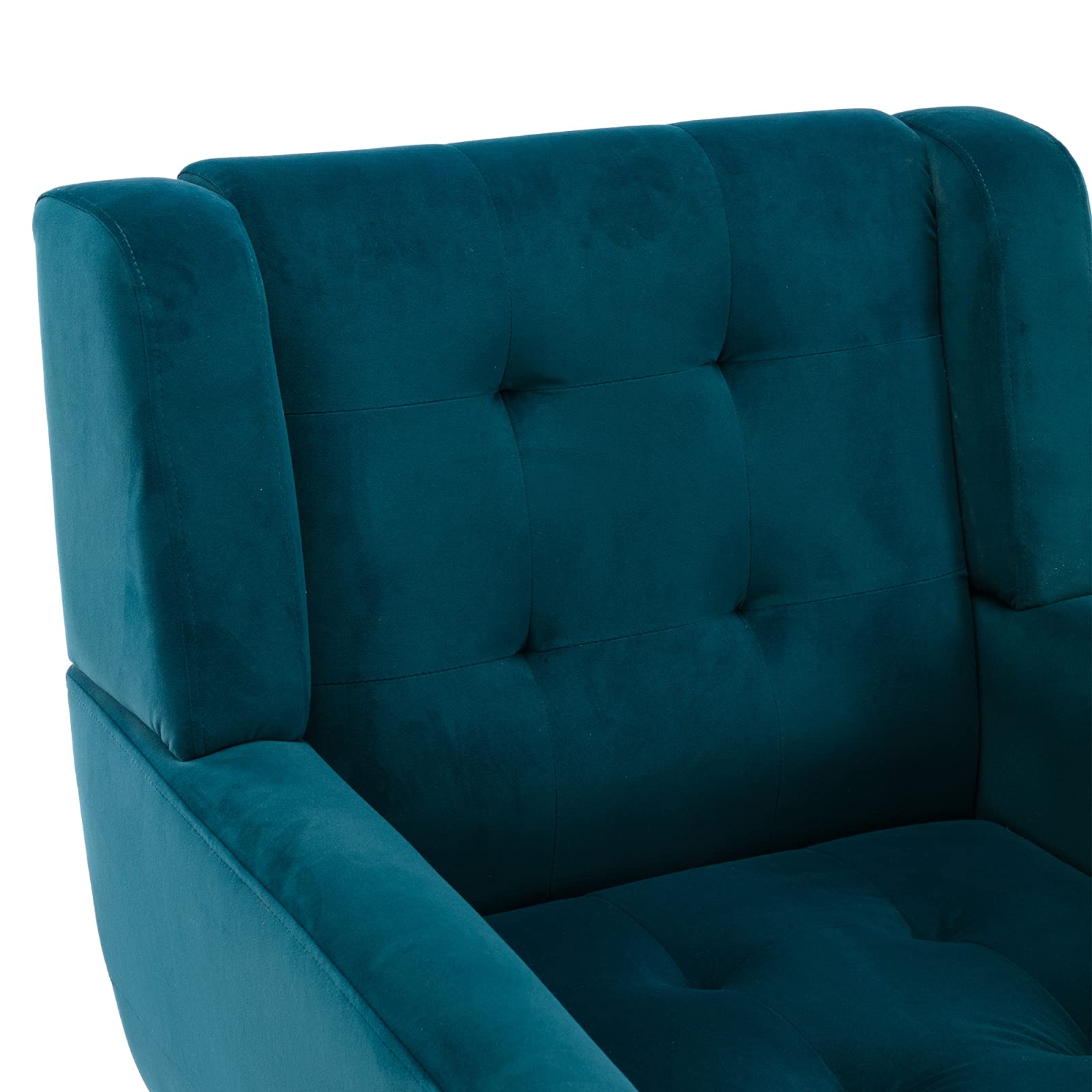 Velvet Accent Chair with Arms - Mid-Century Modern Club Chair, Button Tufted Wingback Armchair with Black Metal Legs for Living Room, Bedroom, Office | Reading Chair, Lounge Chair, Home Decor (Teal) | Perfect for Relaxing, Reading & Adding Stylish Comfort to Any Space