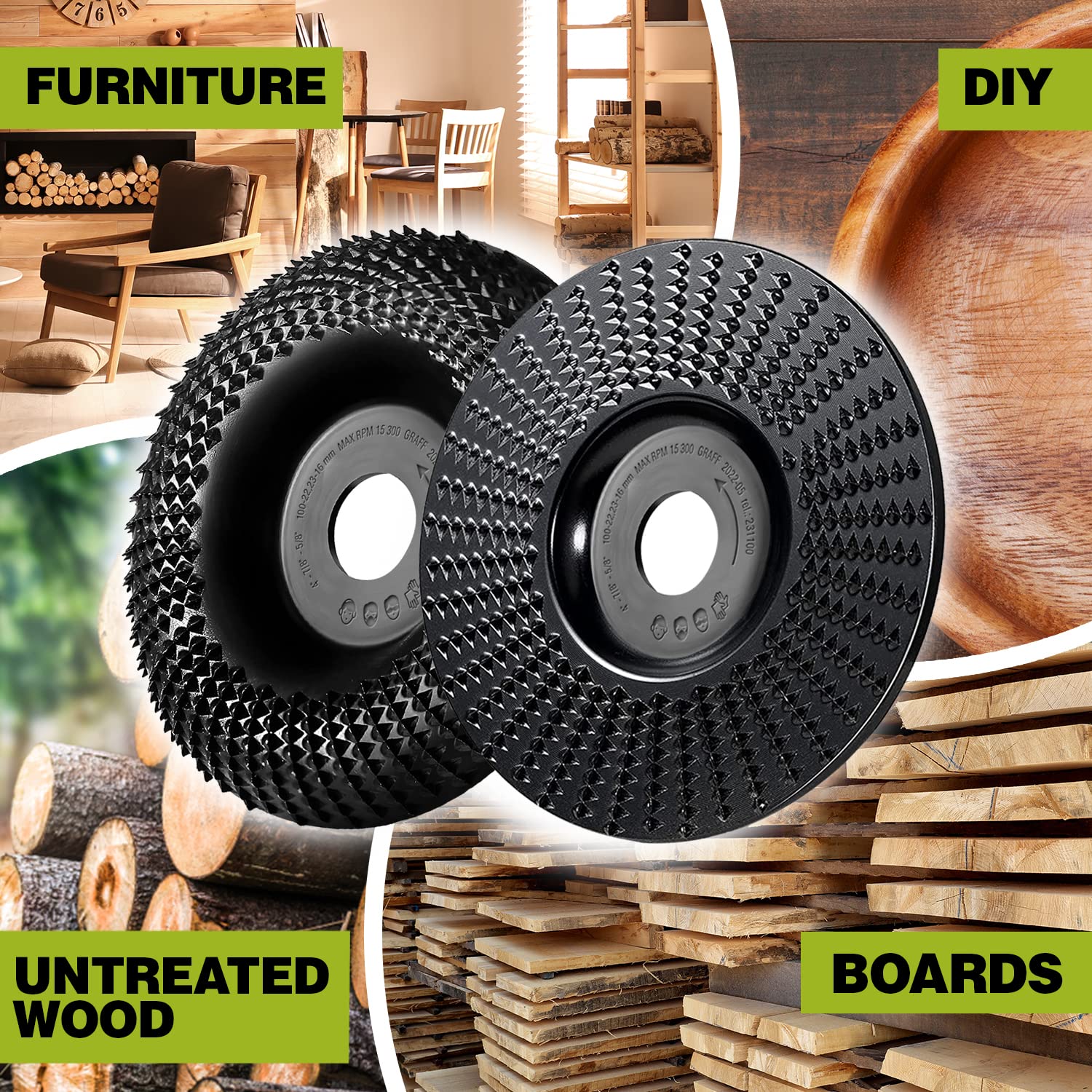 Premium 4 Inch Wood Carving Disc for Angle Grinder – Woodworking Shaping & Grinding Wheel for Hardwood, Softwood – 7/8