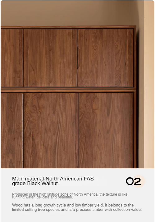 Solid Black Walnut Wood Large Wardrobe - Spacious Closet Organizer for Bedroom, Walk-in Closet & Master Suite Storage