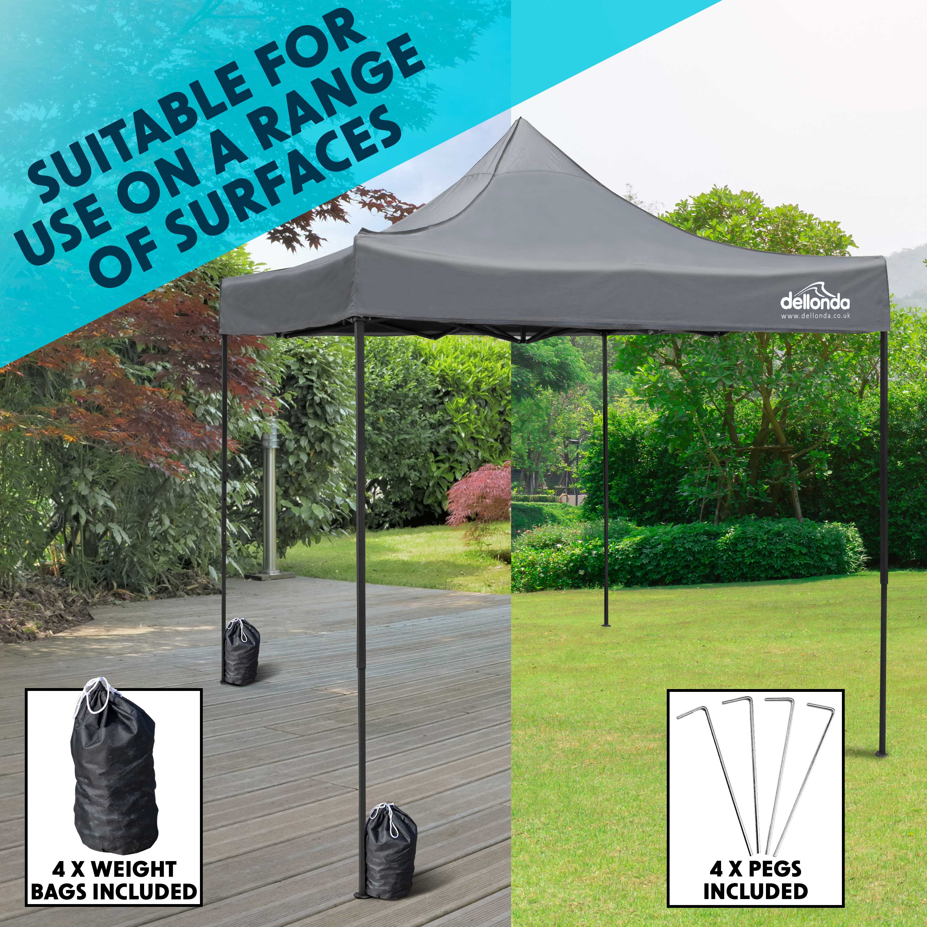 Premium 3x3m Pop Up Gazebo with Side Walls - Water Resistant, Portable Canopy Tent with Carry Bag, Rope, Stakes & Weight Bags - Grey (DG167) - Perfect for Camping, Backyard Parties, and Outdoor Events