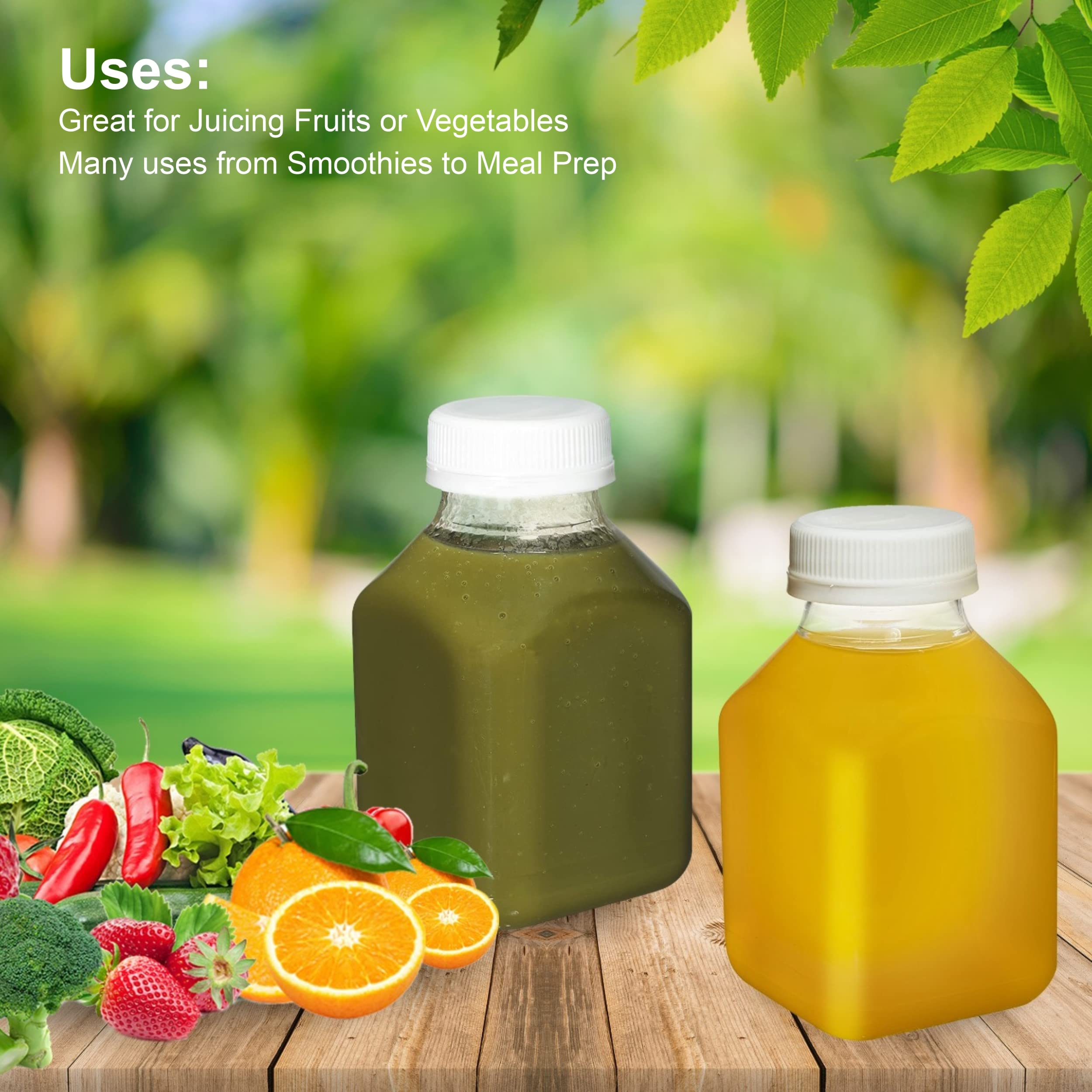 EcoQuality 8oz Clear Plastic Juice Bottles with Tamper Evident Caps - BPA-Free Smoothie & Beverage Containers for Juicing, Meal Prep, Picnics, Restaurants & Home Use (Pack of 160)