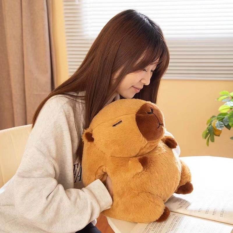 Soft Capybara Plushie with Hand Warmer - Cute & Cozy Stuffed Animal for Winter, Gifts & Home Decor