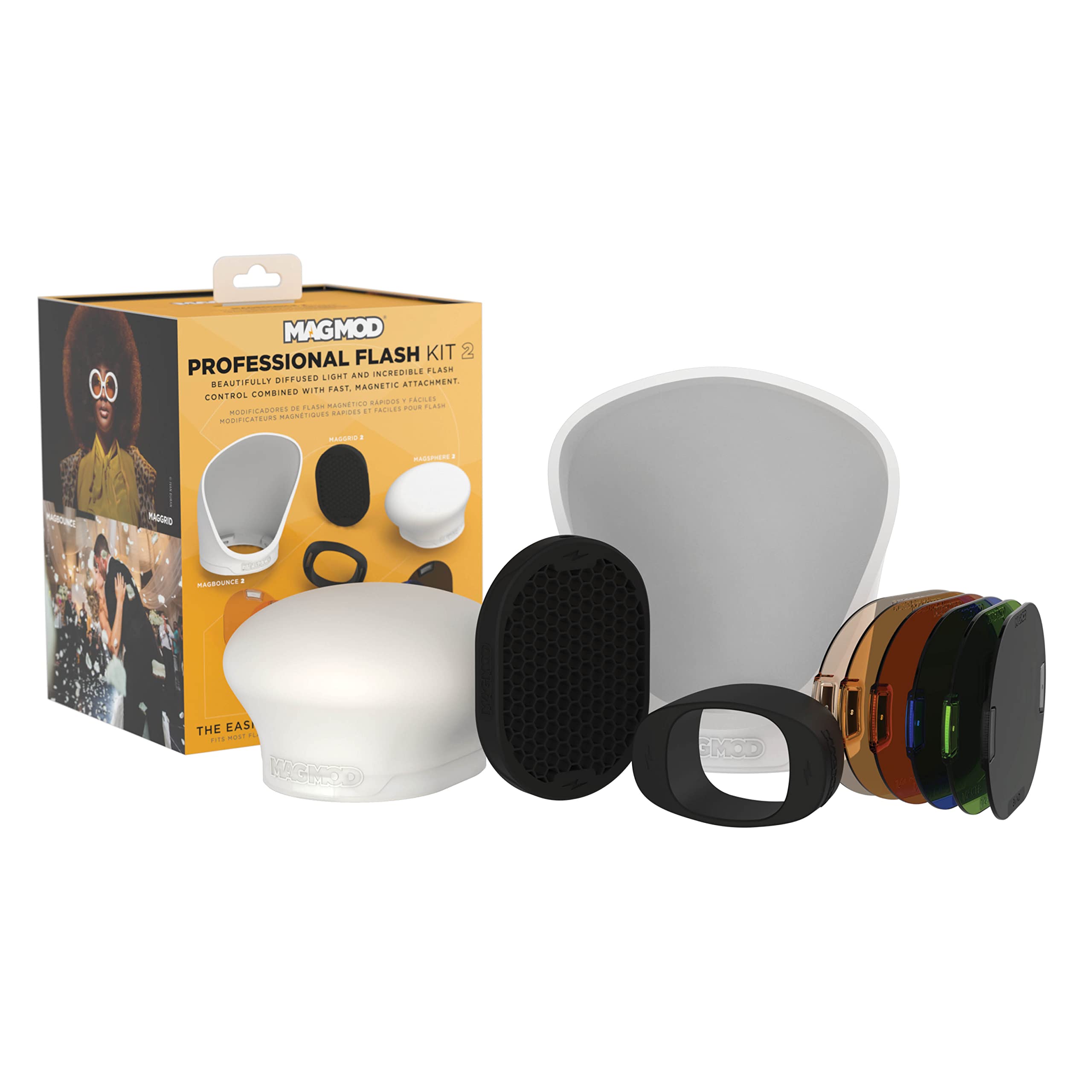 MagMod Professional Flash Kit 2 - Photography Lighting Diffuser Set with Magnetic Attachments | Lightweight Flash Modifiers for Superior Light Control | Perfect for Studio, Portrait & Event Photography