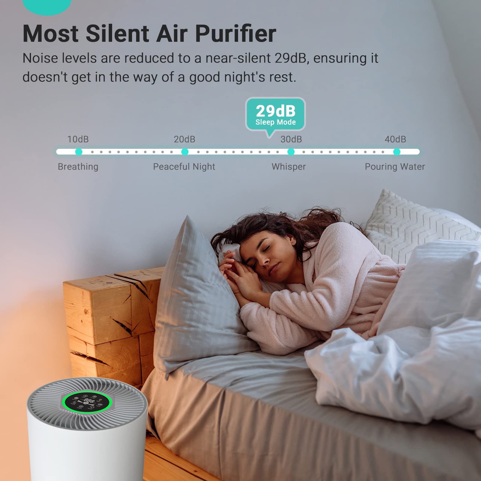 Living Enrichment H13 True HEPA Air Purifier for Large Bedroom & Home - Pet Hair & Dander Remover, Allergies & Odor Eliminator, Ozone-Free, 29dB Ultra Quiet - Perfect for Allergy Sufferers & Pet Owners