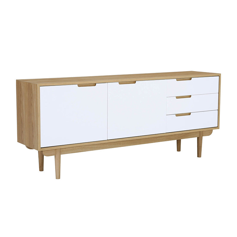 NAKULA 180cm Sideboard Buffet Cabinet with 2 Doors - Natural Wood & White Finish for Dining Room Storage | Modern Console Table for Living Room & Hallway