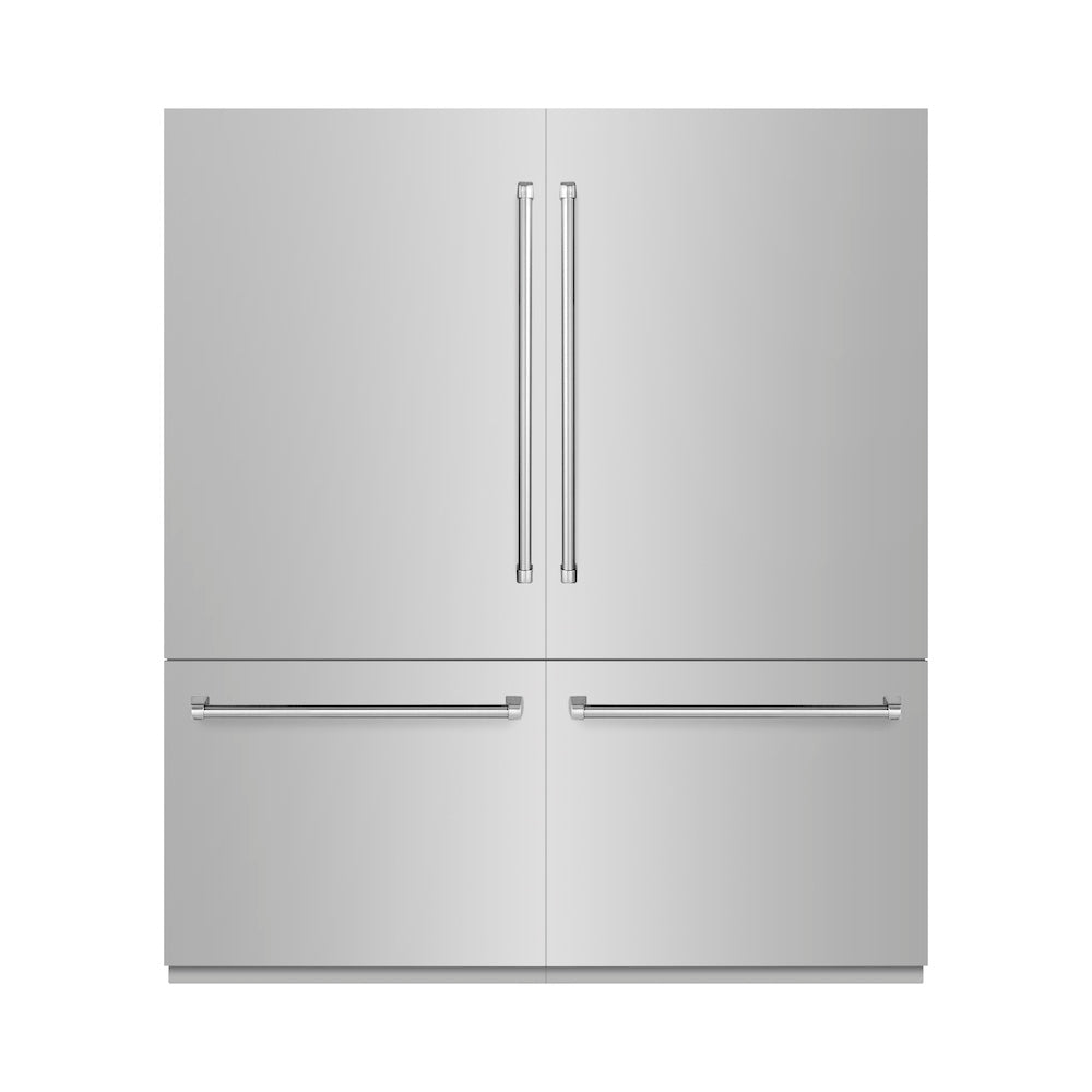 ZLINE 72 Inch Stainless Steel French Door Built-In Bottom Freezer Refrigerator - 39.6 cu.ft Capacity with Water Dispenser & Ice Maker (RBIT 304 72) - Perfect for Modern Kitchens & Open Concept Homes