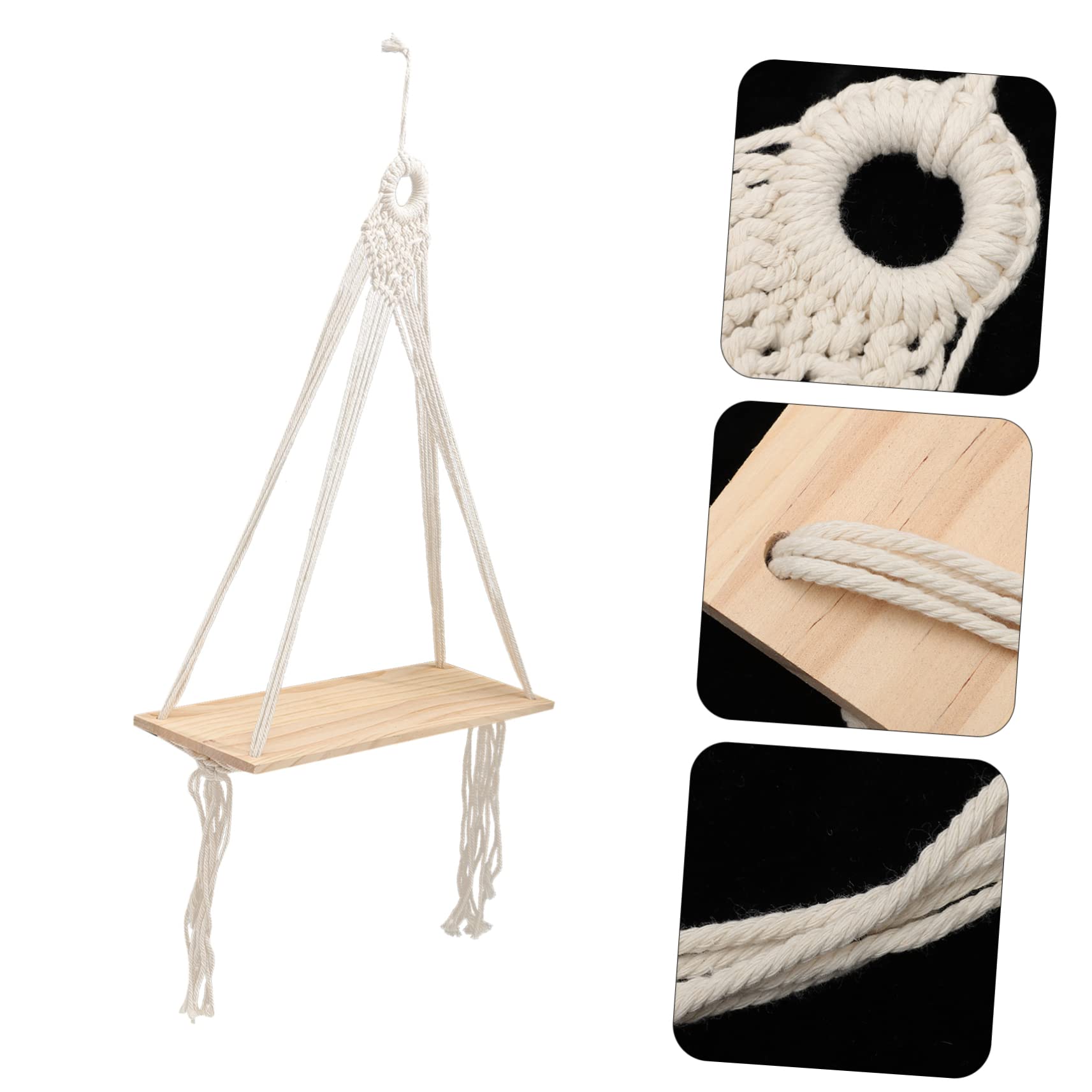 HOMOCONO Cotton Rope Wall Hanging Storage Rack - Decorative Floating Shelf for Home Organization | Perfect for Living Room, Bedroom, Bathroom & Kitchen Decor