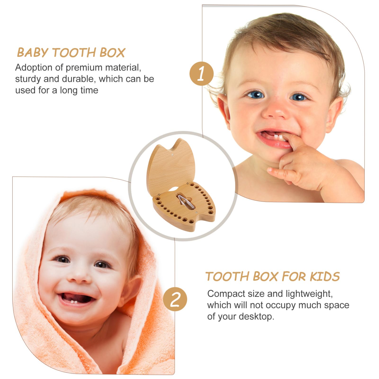 GLSTOY Wooden Baby Tooth Memory Storage Box - Kids Tooth Keepsake Holder for Boys & Girls - Perfect for First Lost Tooth Milestone & Childhood Memories Preservation