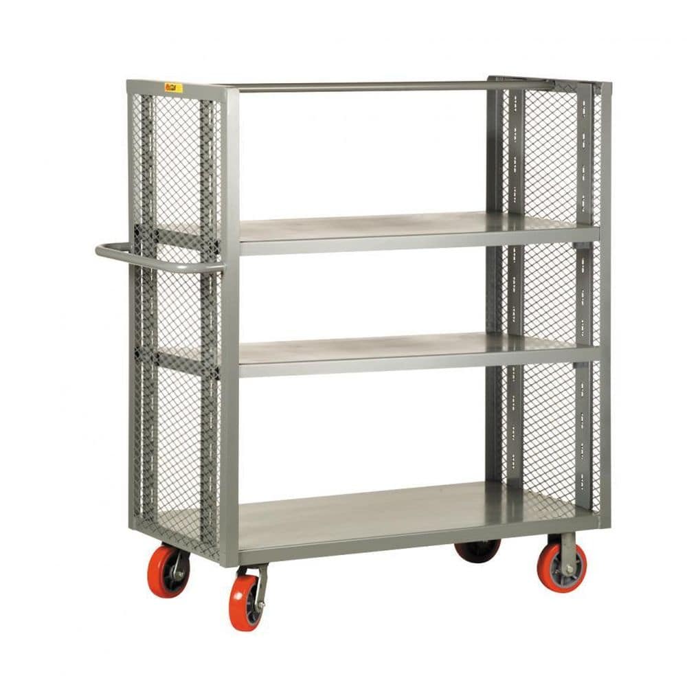 2-Sided Adjustable Shelf Truck with 3 Shelves - Heavy Duty Utility Cart for Warehouse, Retail, or Home Storage - Perfect for Organizing Supplies, Books, or Display Items