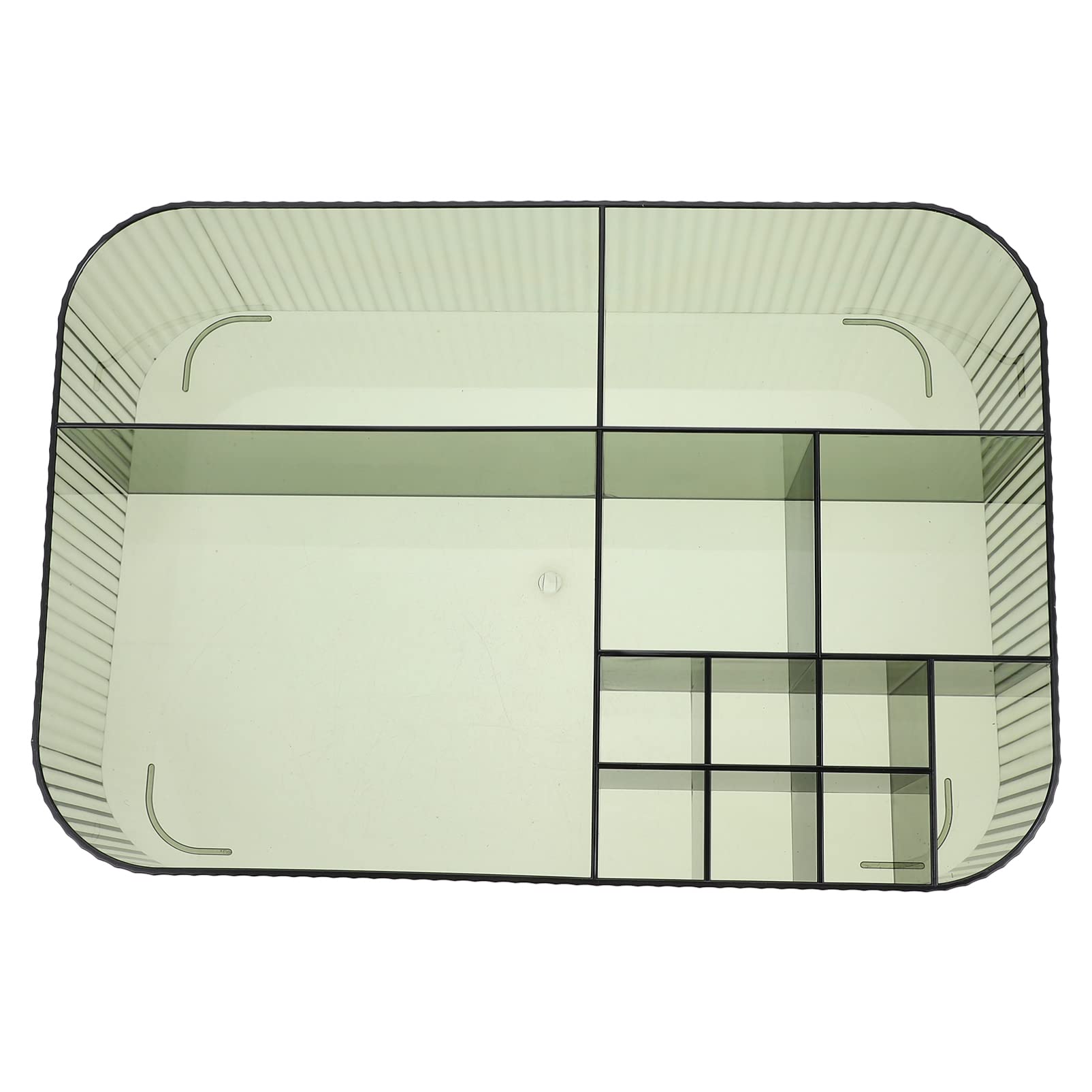 Green Makeup Organizer & Cosmetic Display Case - Multi-Grid Desktop Jewelry Box with Brush & Lipstick Holder for Dresser or Vanity | Perfect for Skin Care Storage & Beauty Accessories Organization
