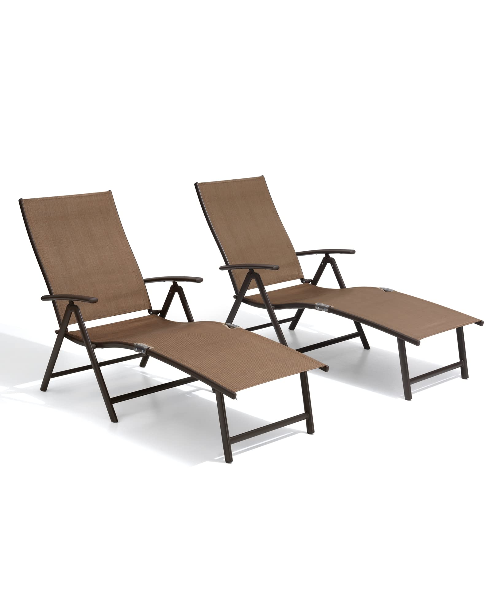Crestlive 2-Pack Aluminum Folding Chaise Lounge Chairs - Adjustable 8-Position Outdoor Recliners for Patio, Beach, Poolside & Backyard - No Assembly Required | Perfect for Sunbathing, Relaxing by the Pool or Lounging in Your Garden