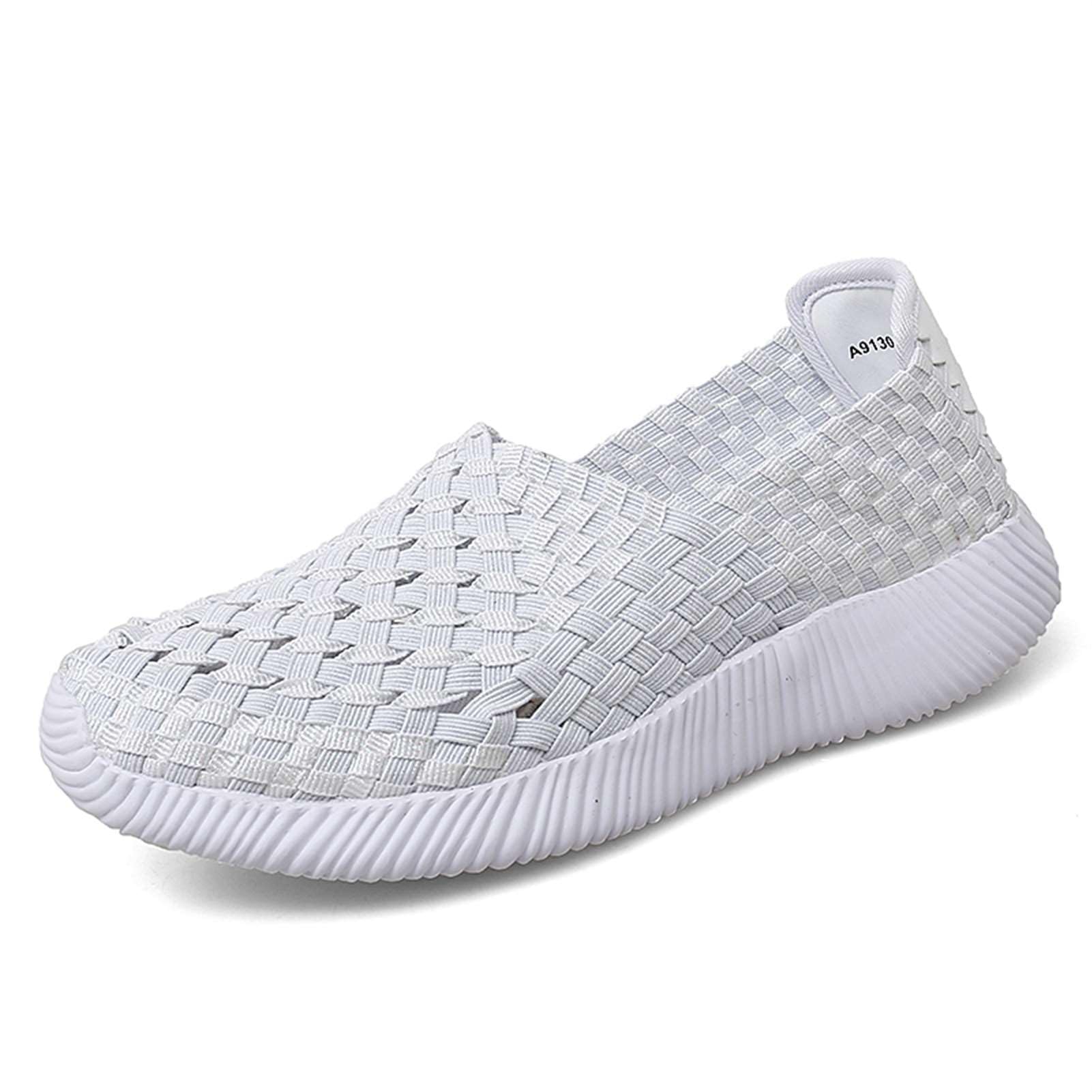 Women's Lightweight Slip-On Sneakers - Elastic Woven Walking Shoes for Women, Comfortable Running Flats - Perfect for Walking, Jogging, Travel & Everyday Wear