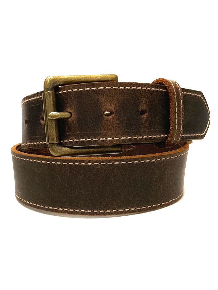 Genuine Yellowstone Leather Belt for Men - Distressed Brown with Scallop Edge Design - Durable Western Style Belt for Cowboy Boots, Jeans & Outdoor Adventures