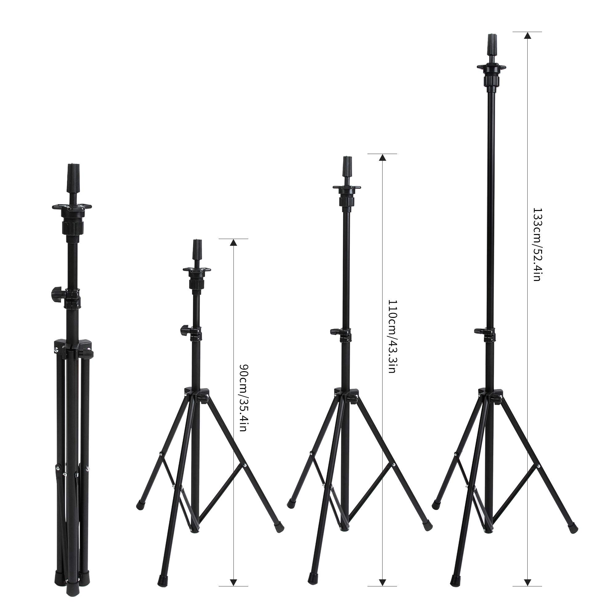 HYOUJIN Black Metal Wig Head Stand Tripod Holder - Adjustable 35.4-52.4 Inches for Mannequin Heads & Styling - Perfect for Salon, Cosplay & Hairdressing Practice