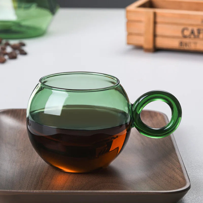 Orbit Ring Glass Mug - 16oz Clear Glass Coffee Cup with Handle, Perfect for Hot & Cold Drinks - Ideal for Home, Office, and Cafe Use