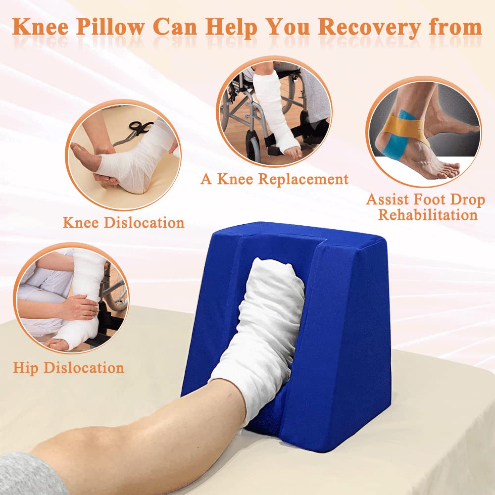 Orthopedic Knee Elevation Pillow for Post-Surgery Recovery - ACL, MCL & Knee Replacement Support - Memory Foam Leg Wedge with Ankle Support - Improves Circulation & Reduces Swelling - Ideal for Sleeping, Resting & Rehabilitation After Knee Surgery