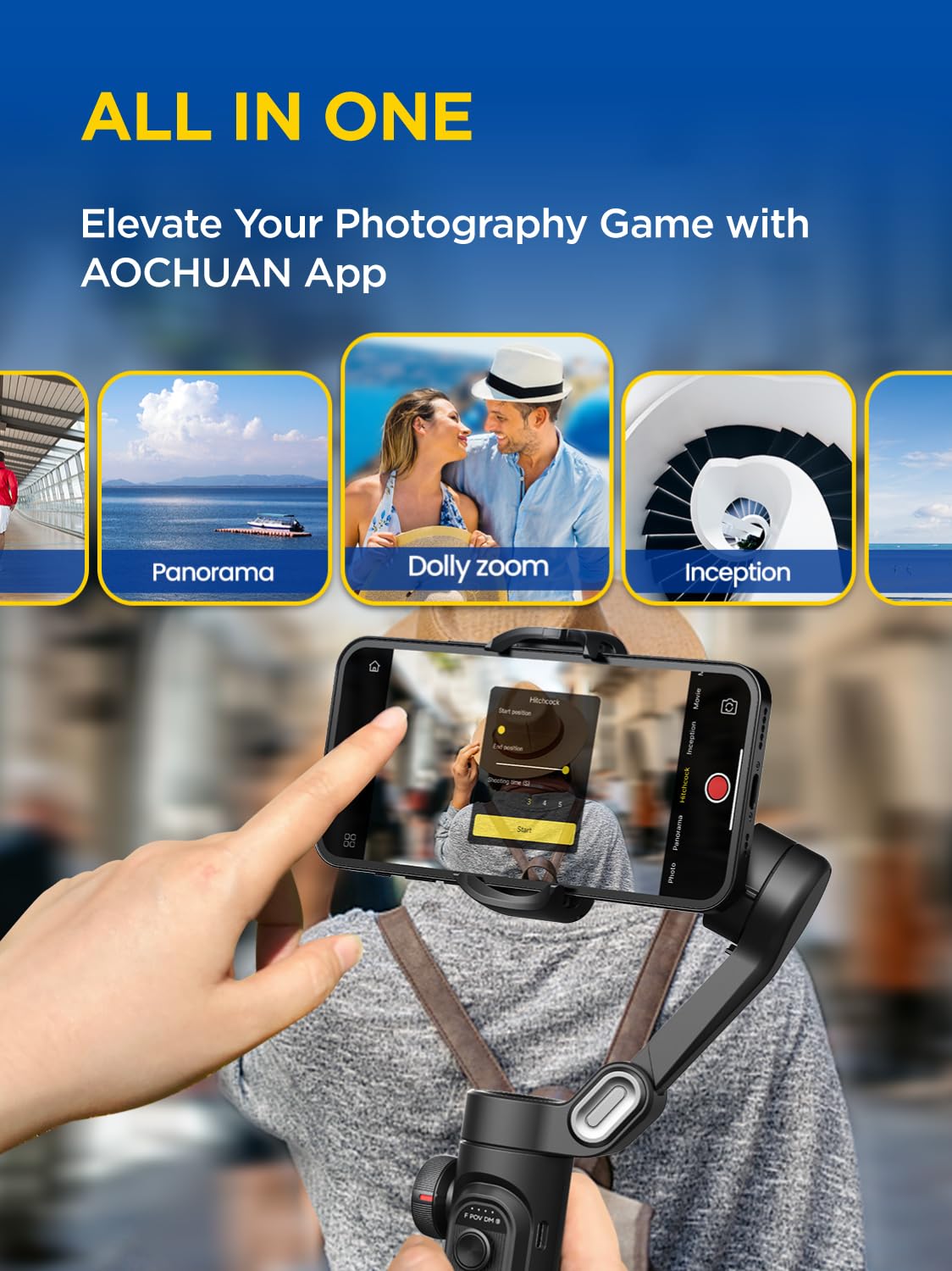 3-Axis Smartphone Gimbal Stabilizer with Focus Wheel & Face/Object Tracking - Compatible with iPhone 16/15 Pro Max & Android Phones - Foldable Handheld Phone Gimbal for Smooth Video Recording - Perfect for Vlogging, Travel Videos & Social Media Content Creation